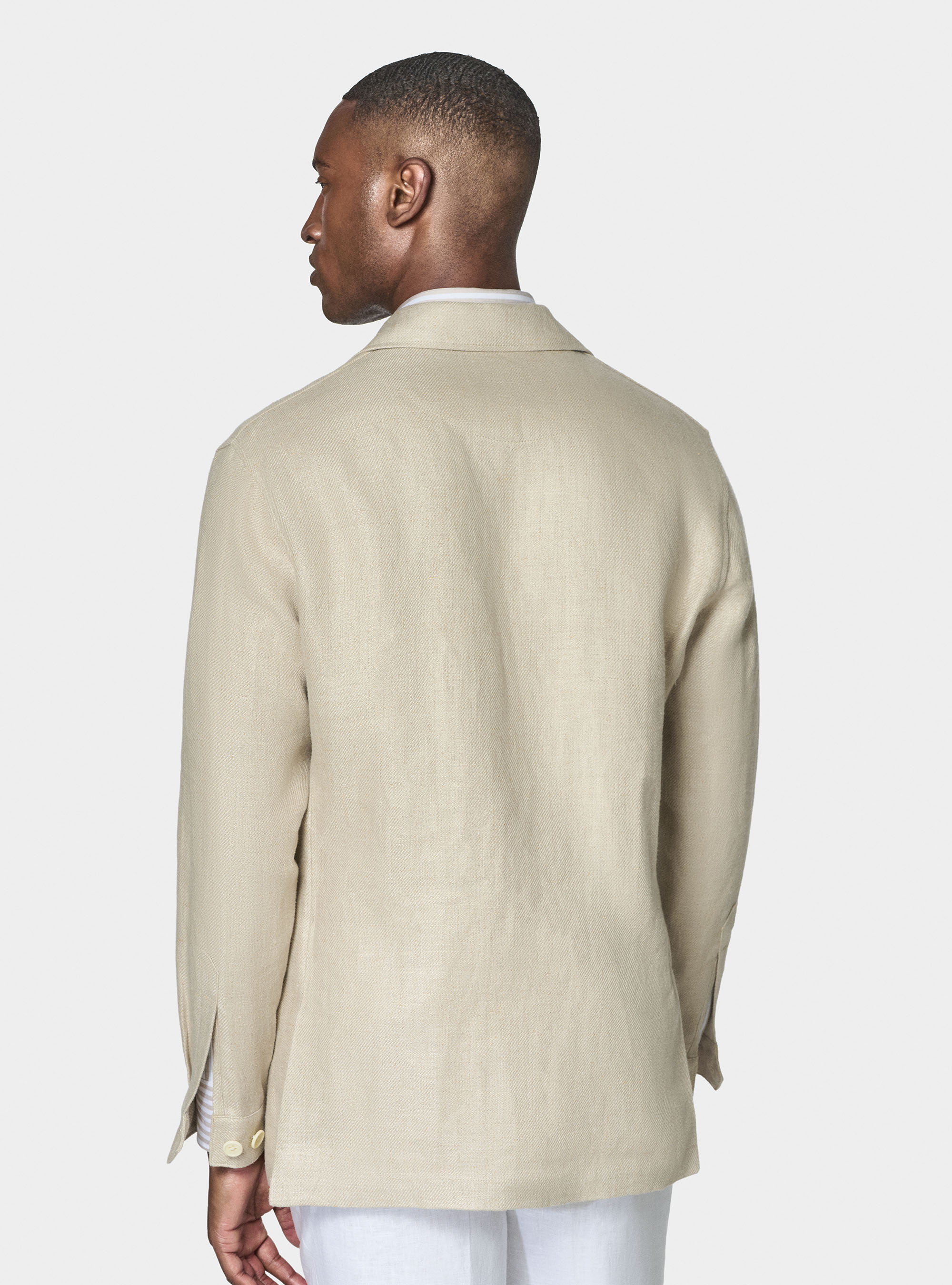 Linen twill shirt blazer, SAND