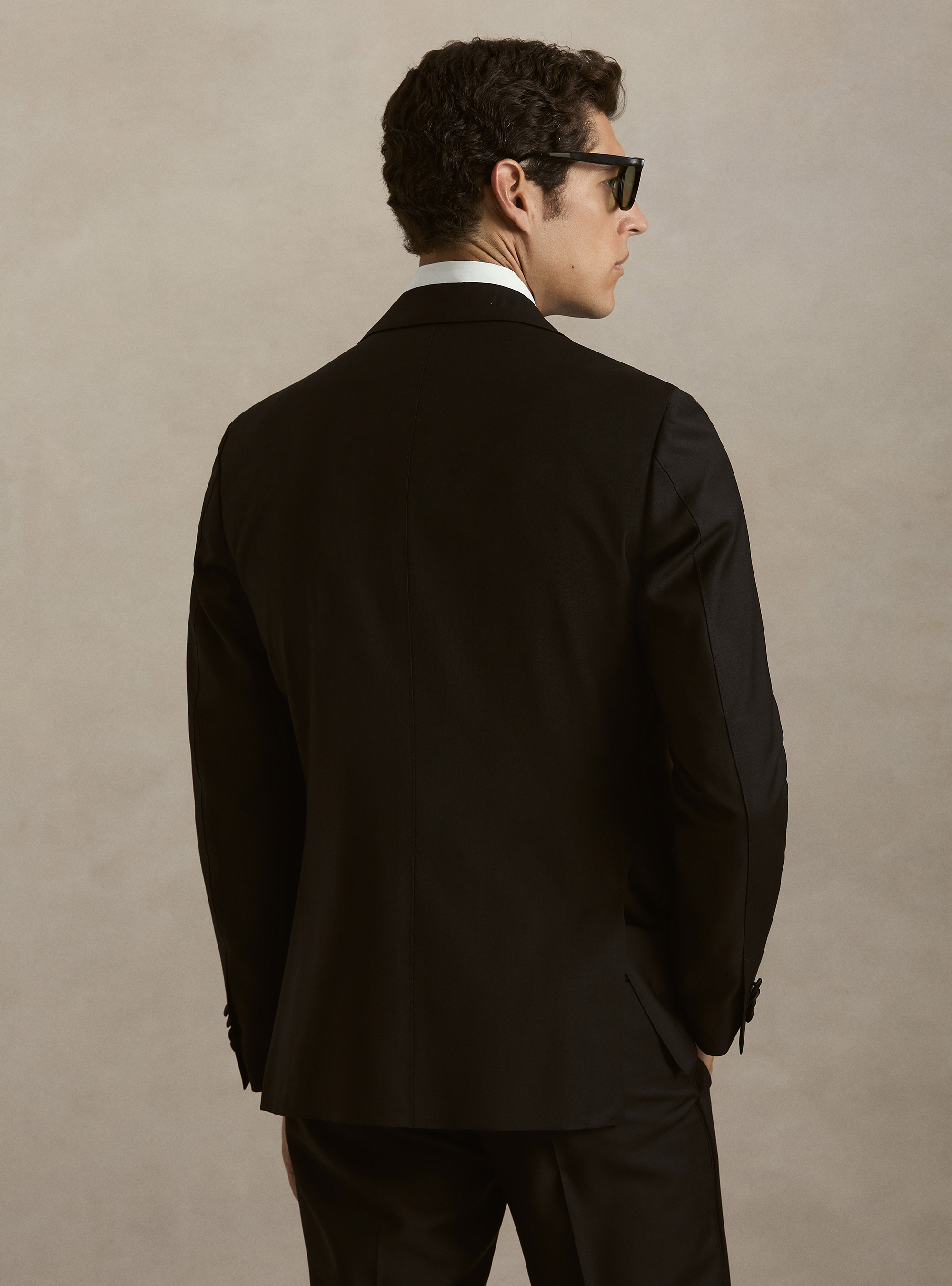 Giacca smoking in lana superfine 120's, NERO