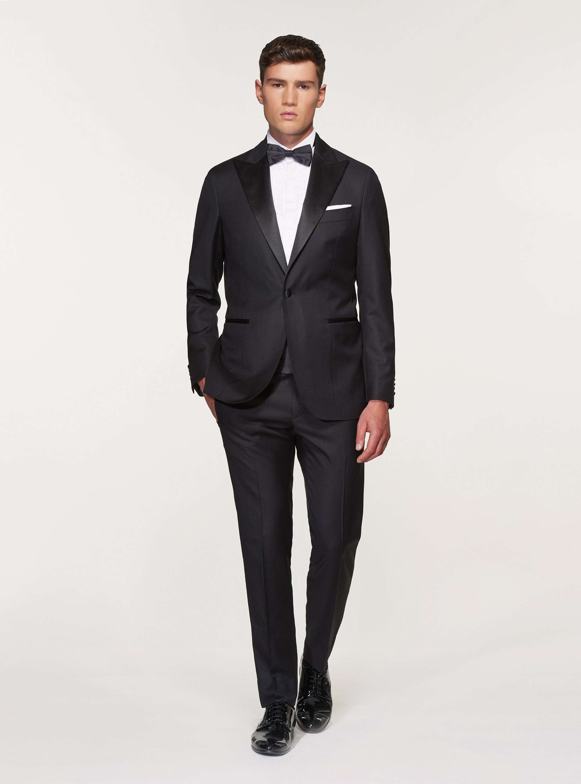 Pure superfine wool 110's Vitale Barberis Canonico tuxedo blazer, BLACK