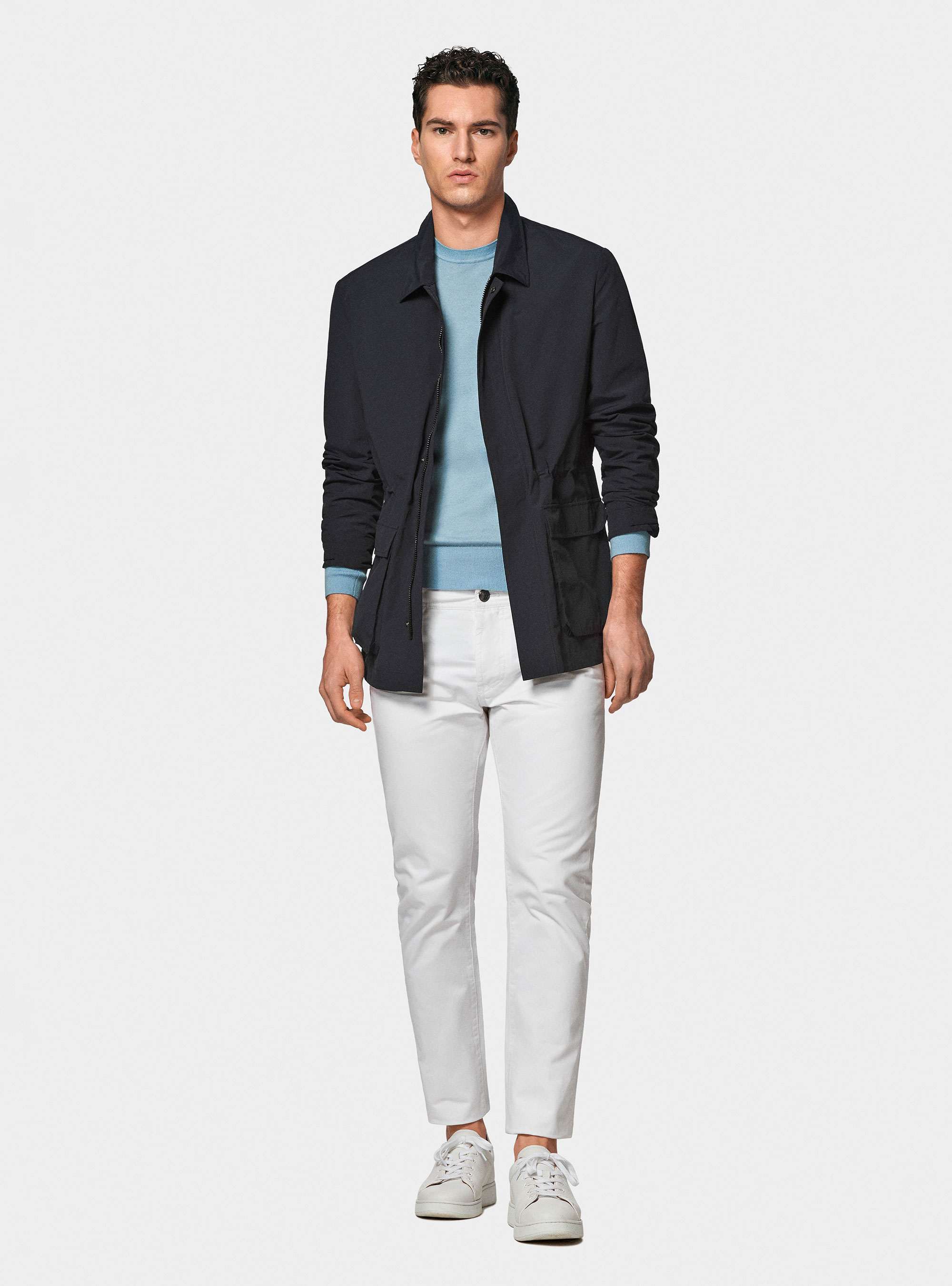 Field jacket in misto cotone nylon, NAVY BLUE