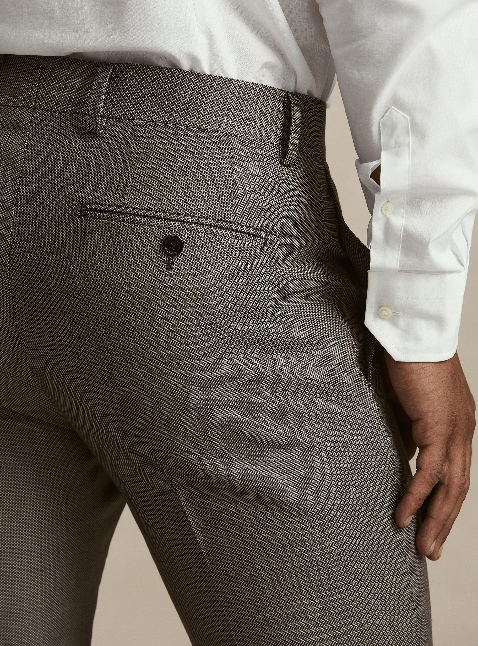 Pantalon de costume en pure laine oeil de perdrix Vitale Barberis Canonico, MARRONE 0508C
