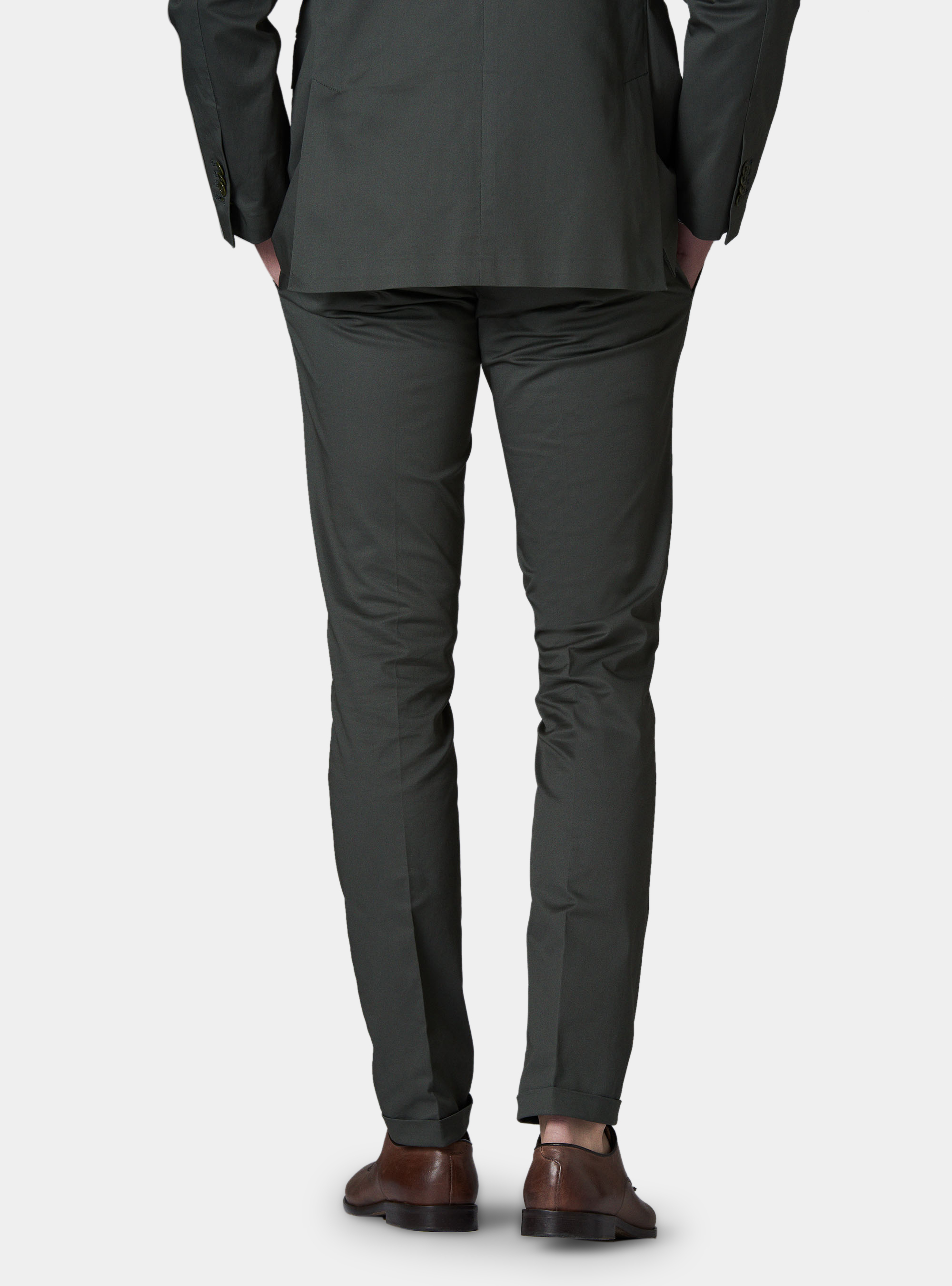 Pantalone per abito in cotone superior, OLIVA