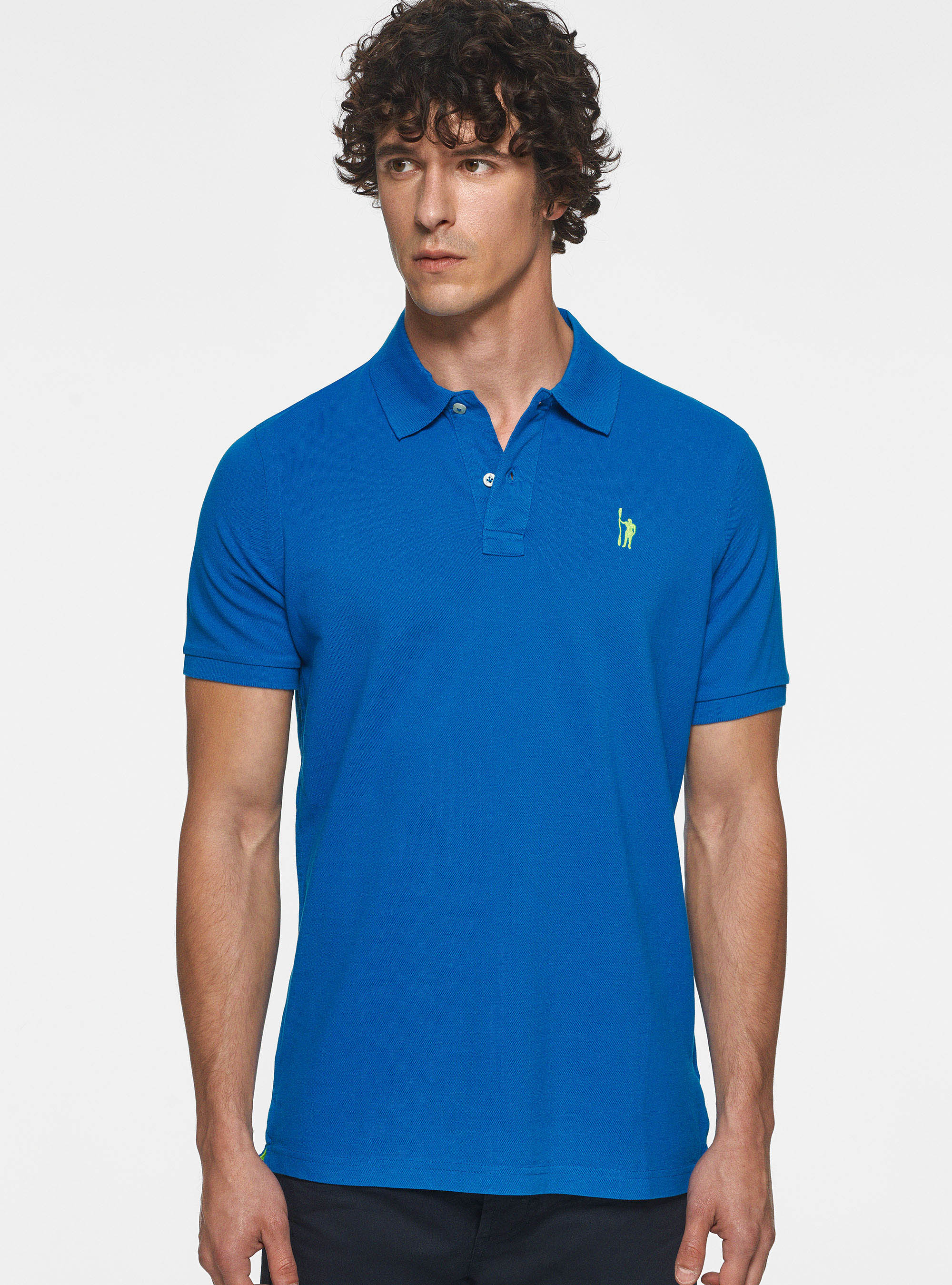 Polo en piqu&eacute; avec broderie, BLEU ROYAL