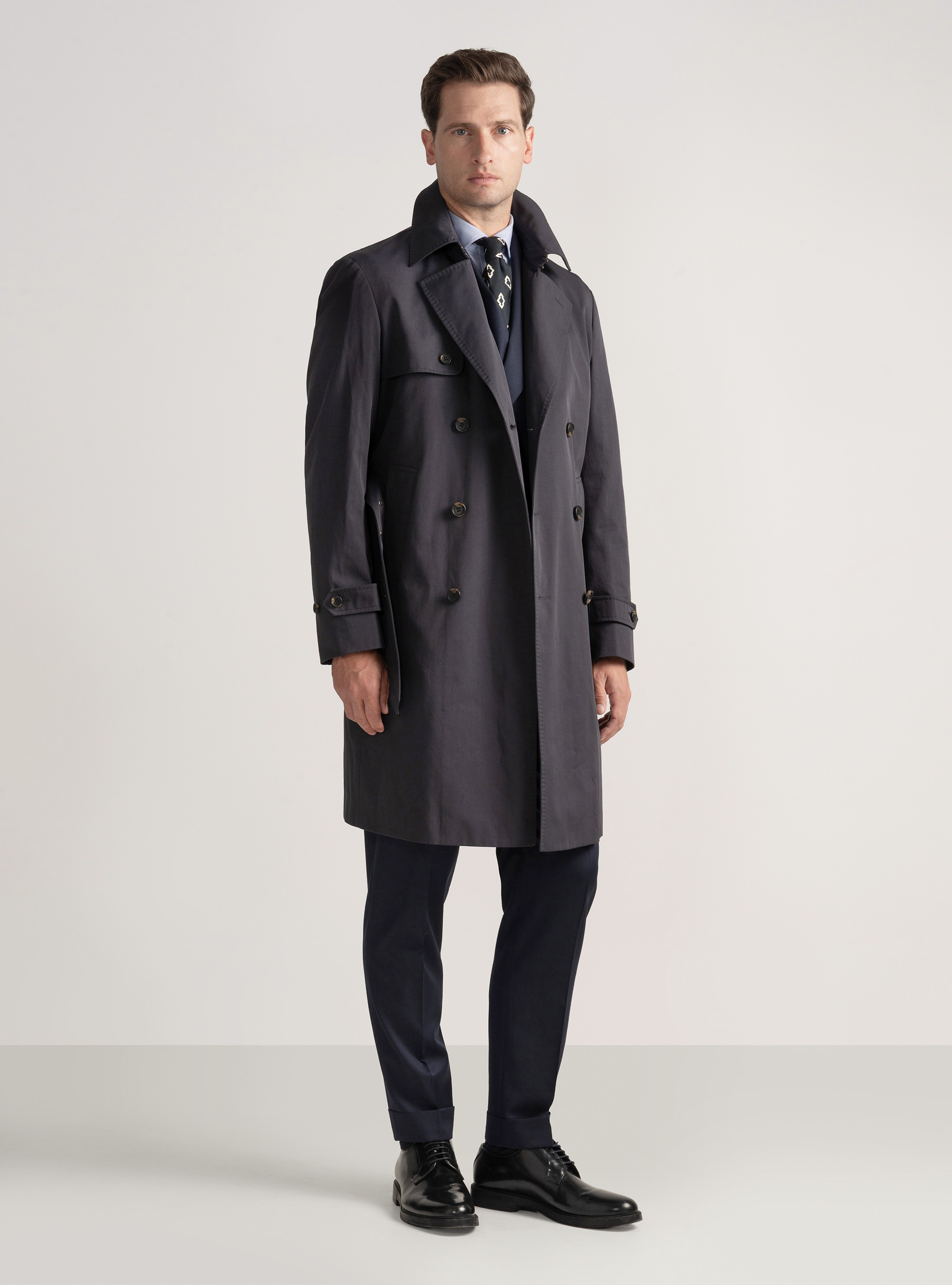 Trench in twill di cotone, BLU NAVY