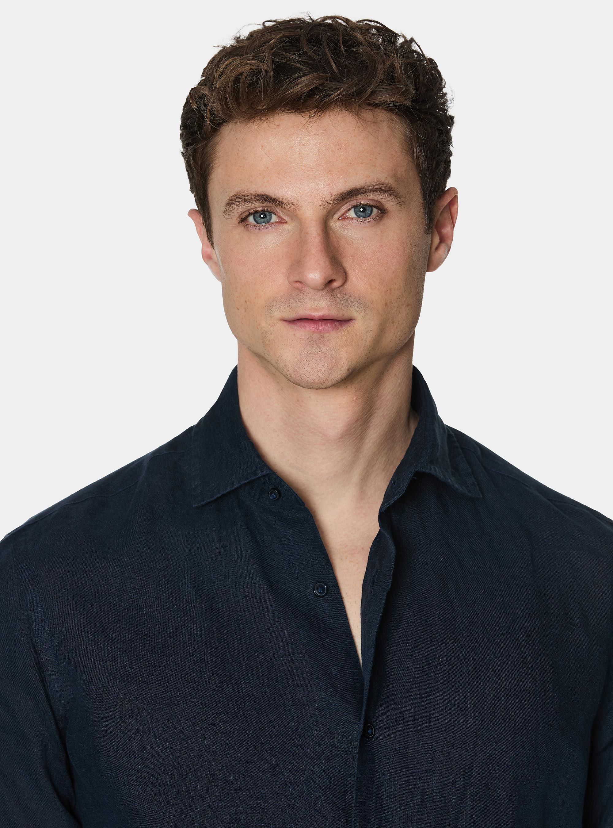 Camisa de lino puro, AZUL MARINO