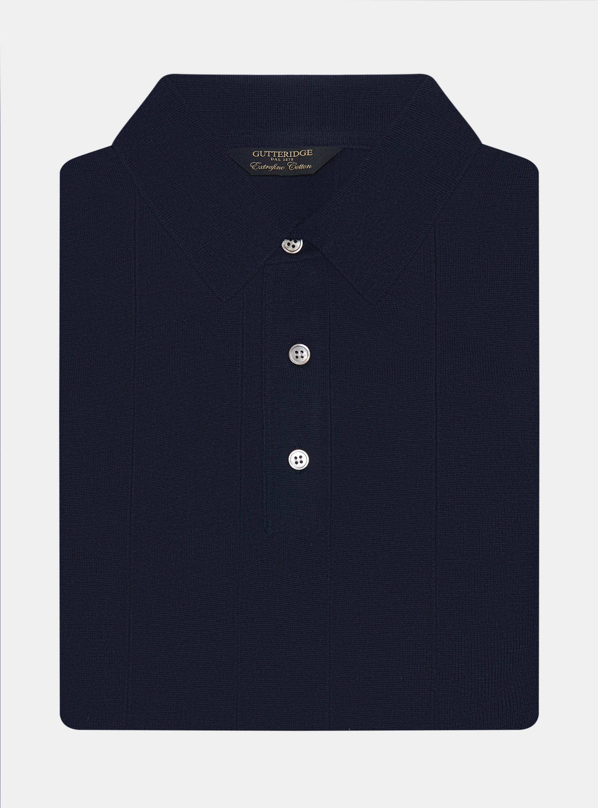 Long-sleeved knit polo shirt, NAVY BLUE