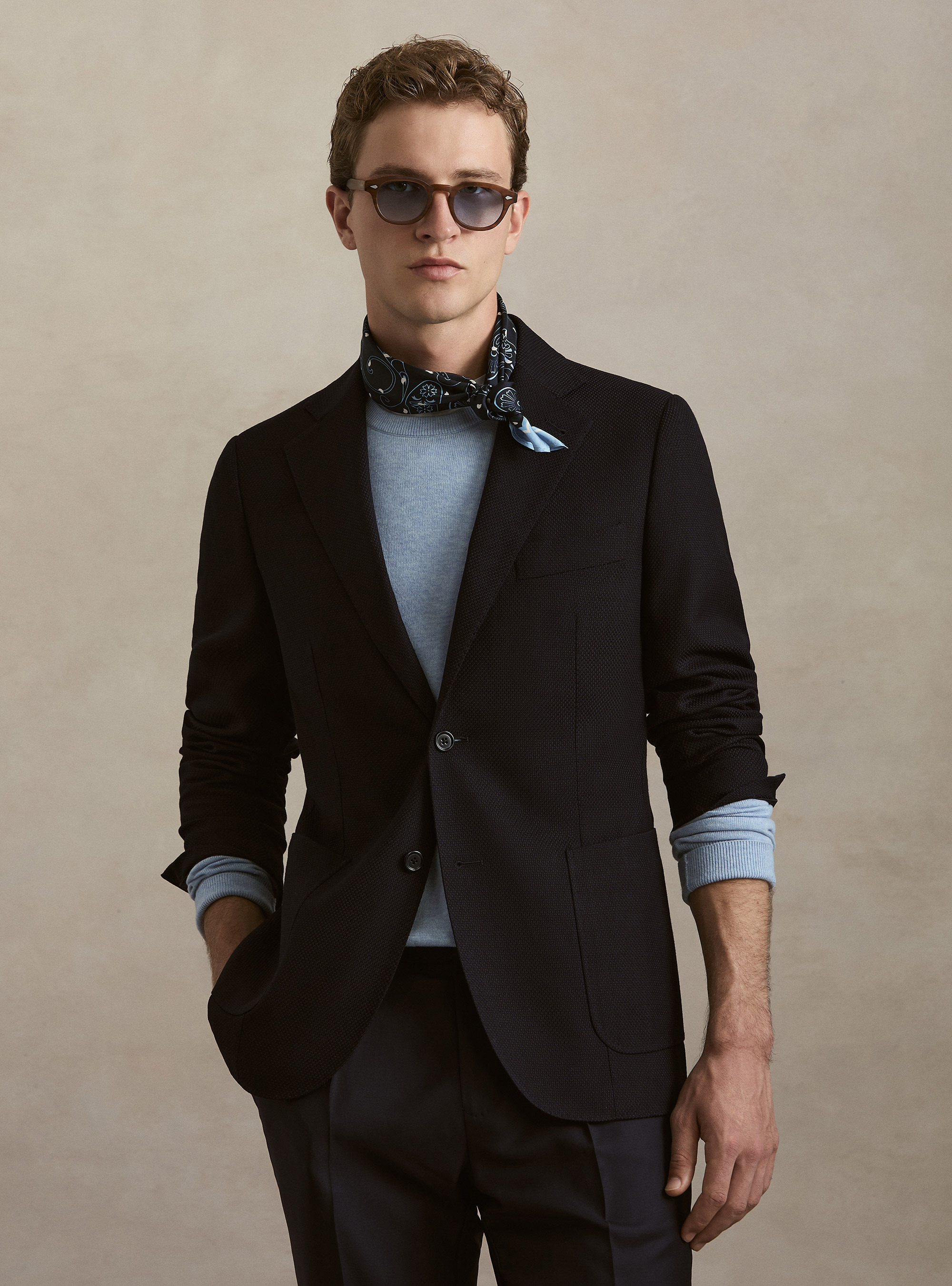 Wool Hopsack Blazer, NAVY BLUE