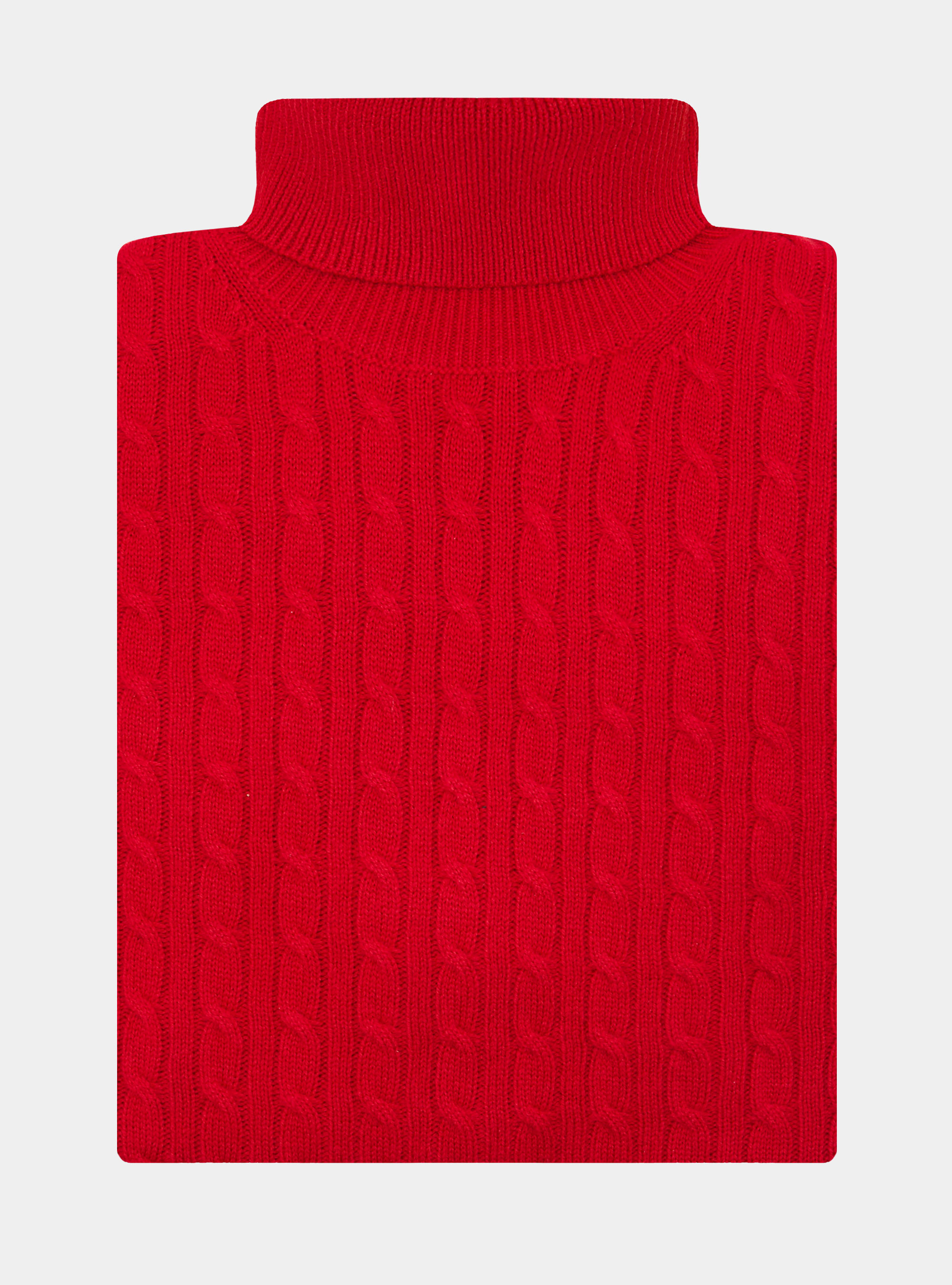 Turtleneck sweater with cashmere wool braid, RED