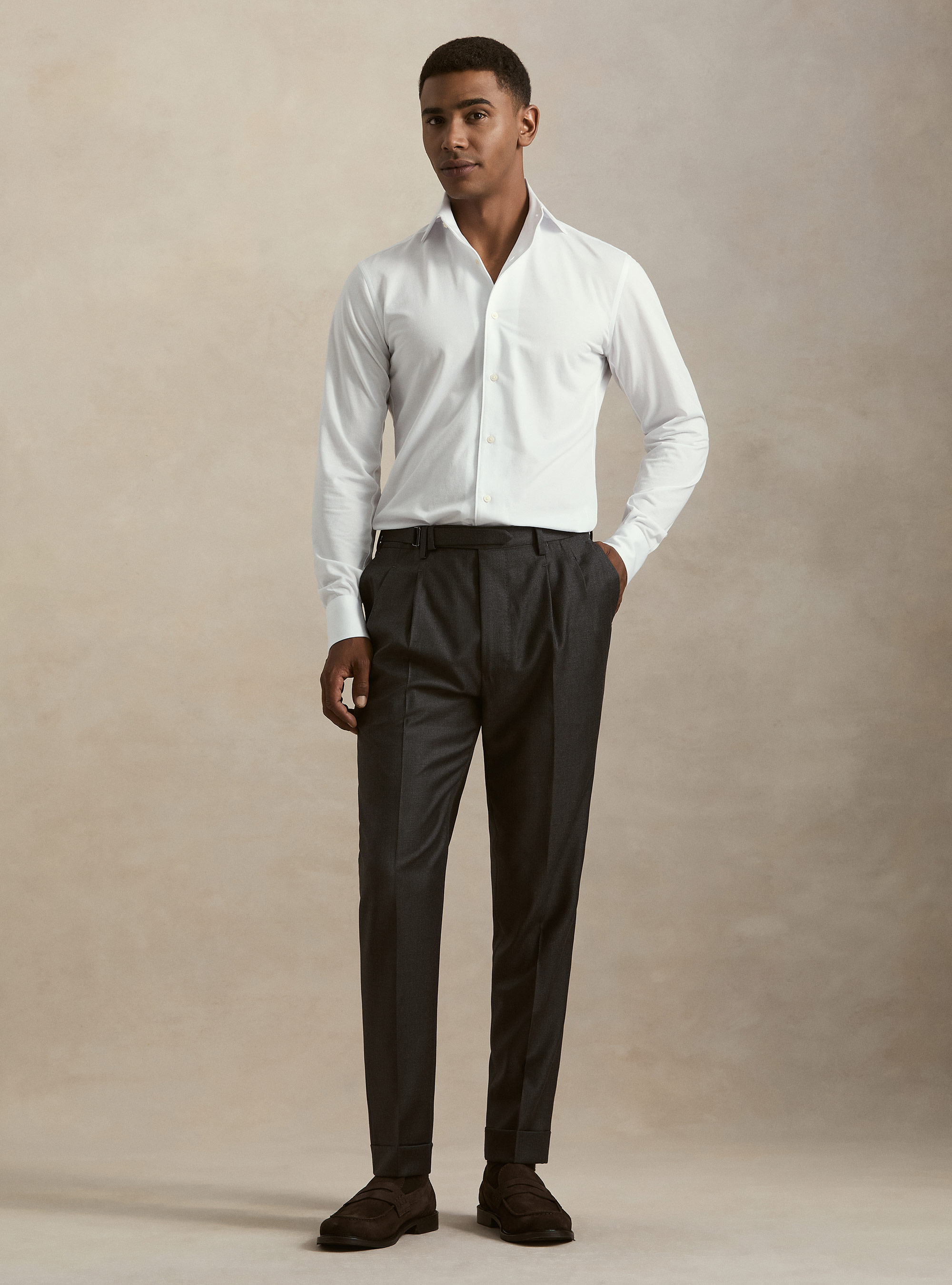 Chemise GT01 en jersey de coton m&eacute;lang&eacute;, BLANC