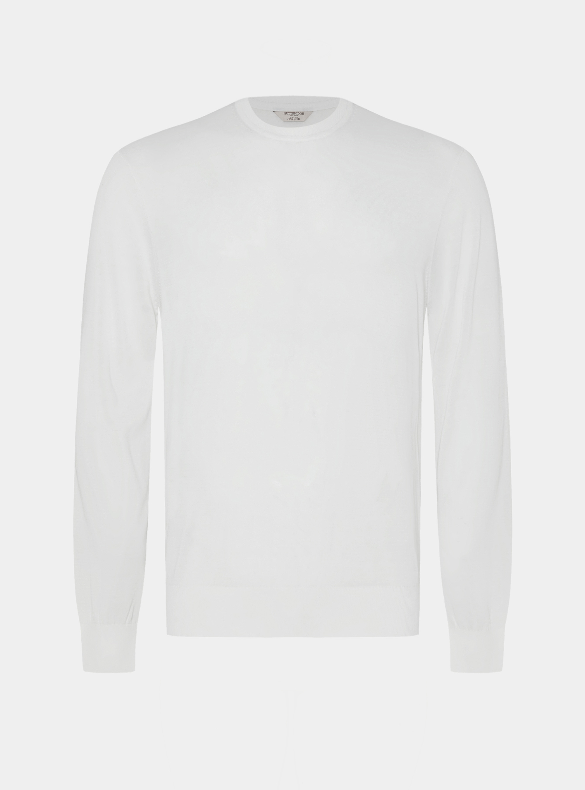 Maglia girocollo in cotone e seta, BIANCO