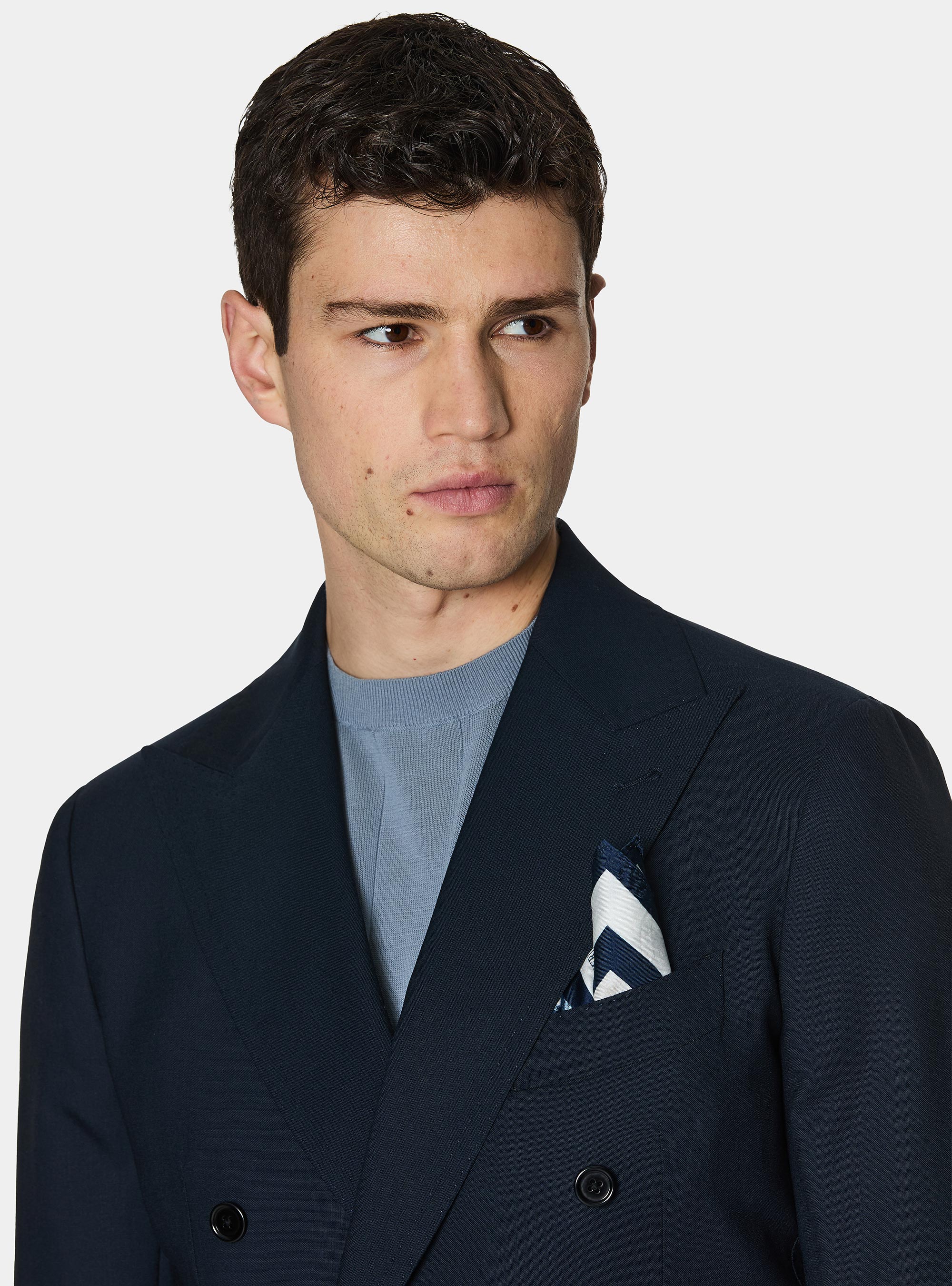 Double-breasted blazer in pure Vitale Barberis Canonico wool, NAVY