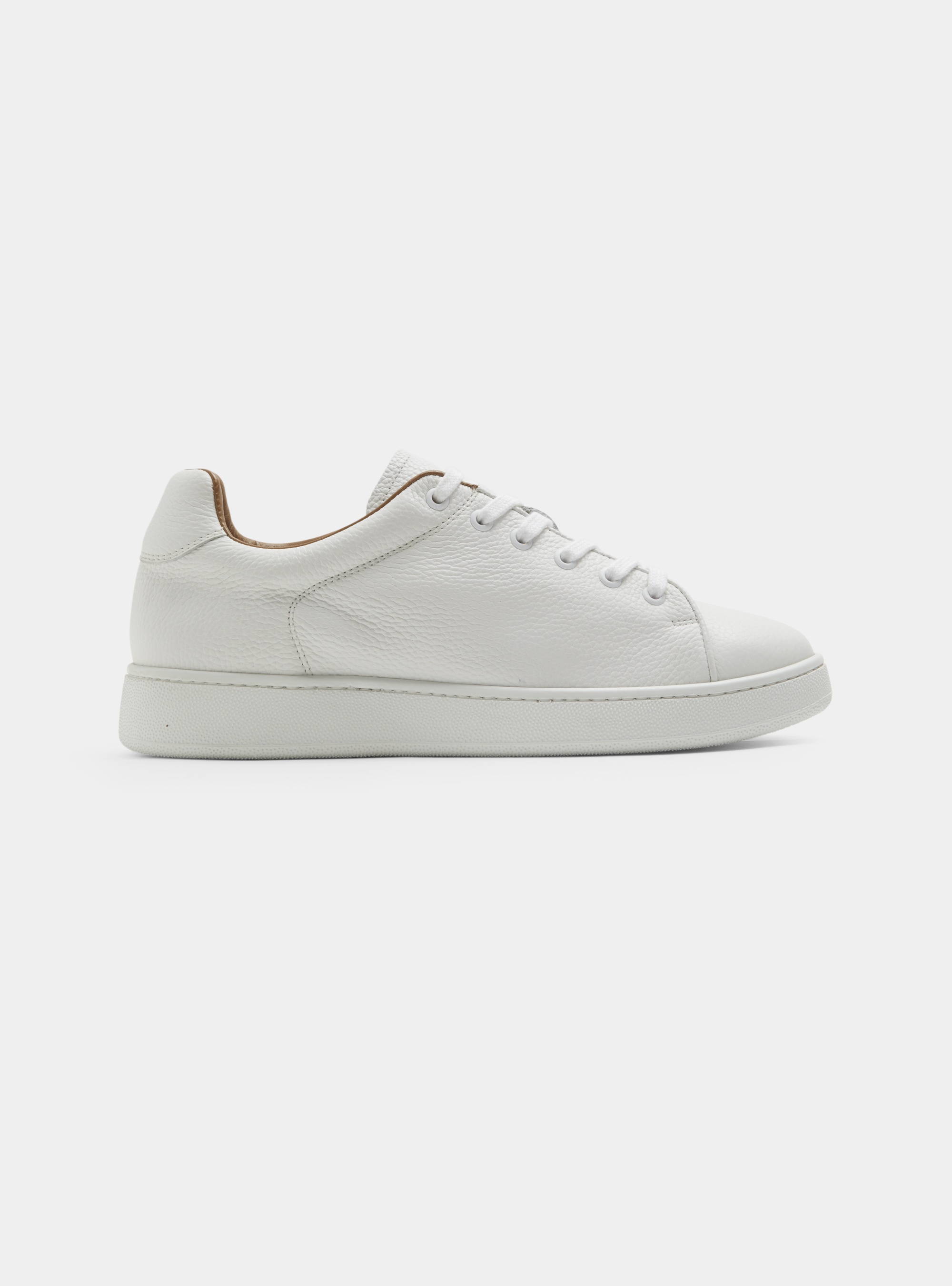 Grained leather trainers, WHITE