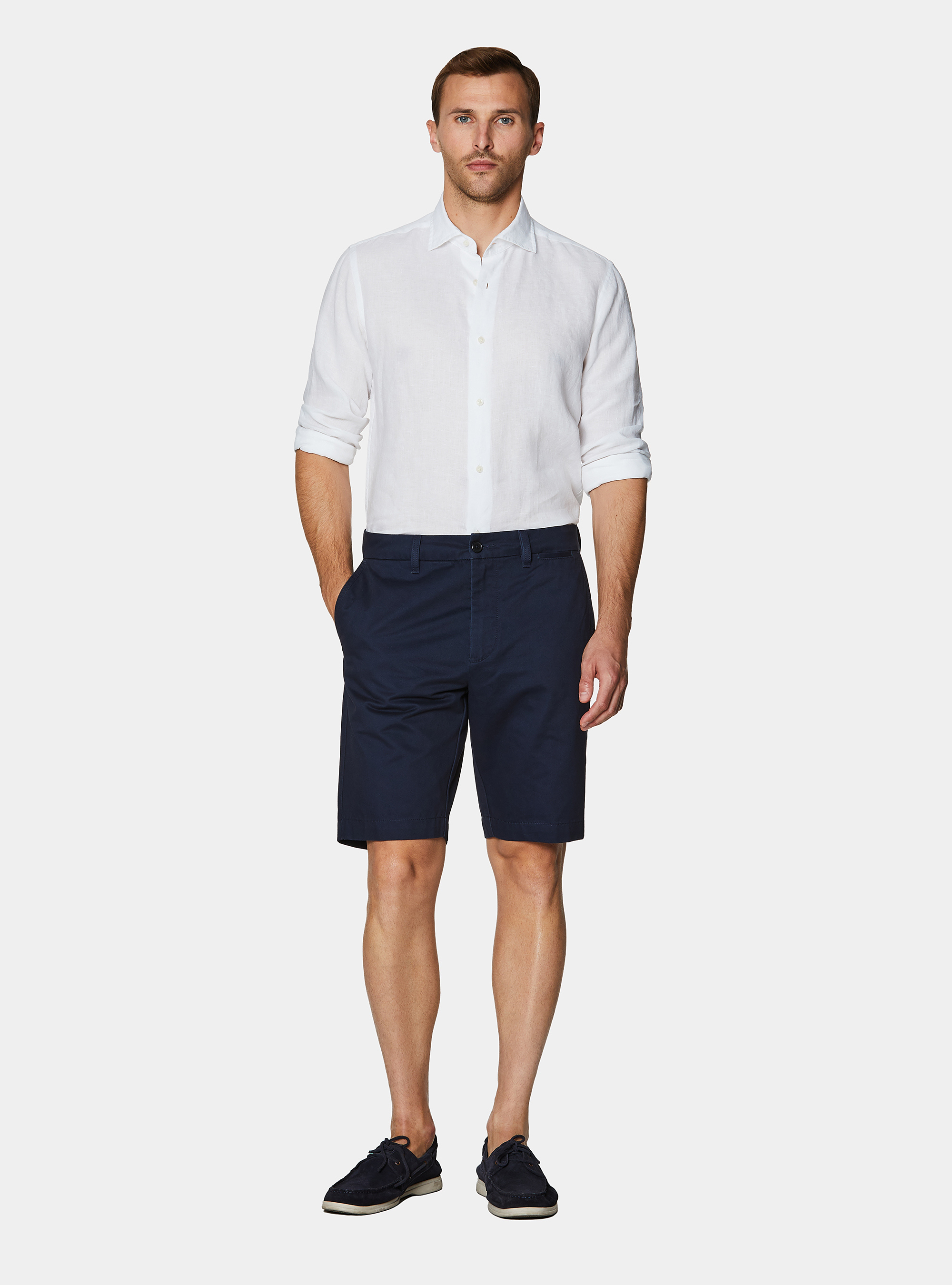 Bermuda chino in twill di cotone, BLU NAVY