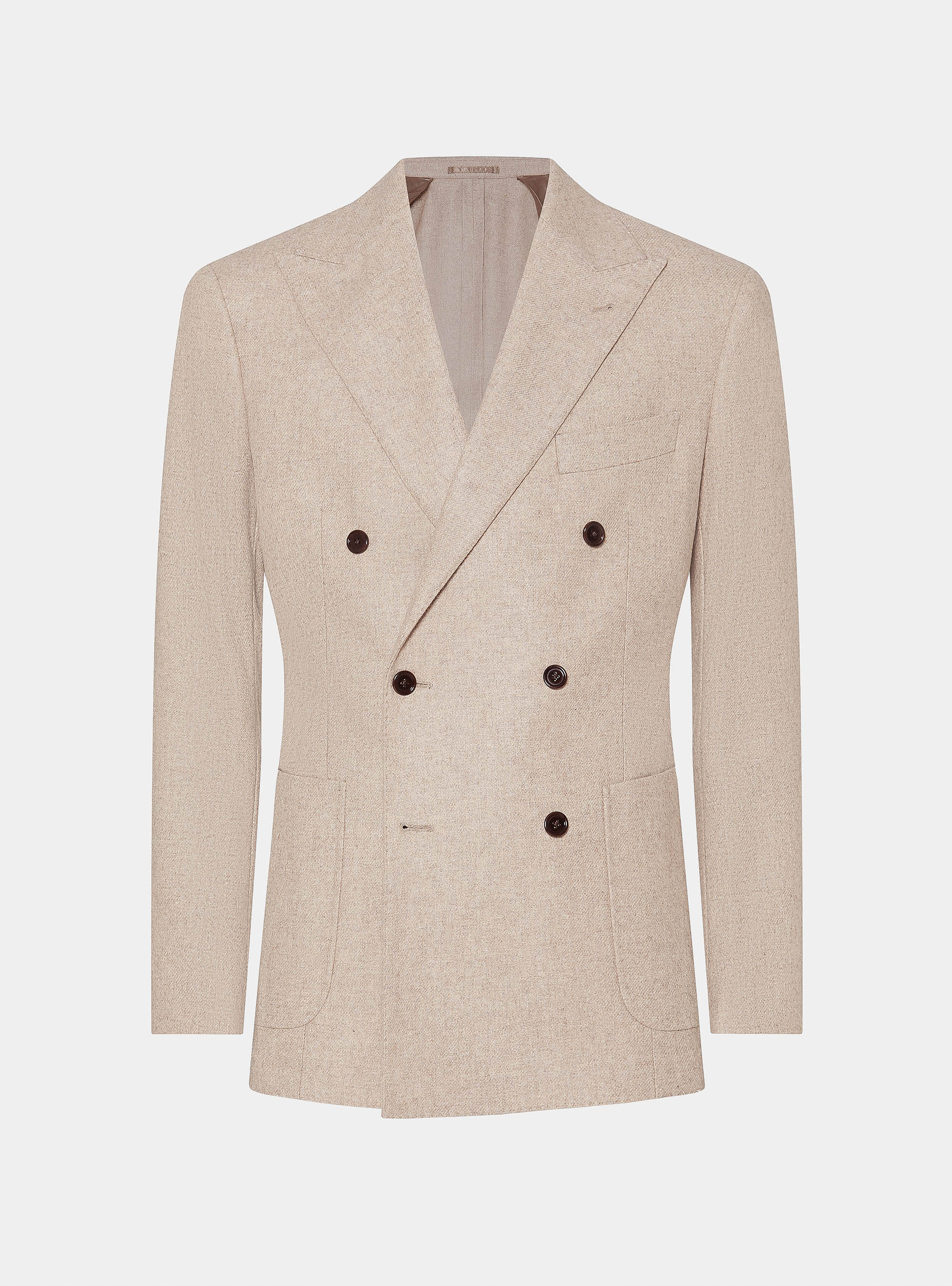 Double-breasted flannel blazer, SAND