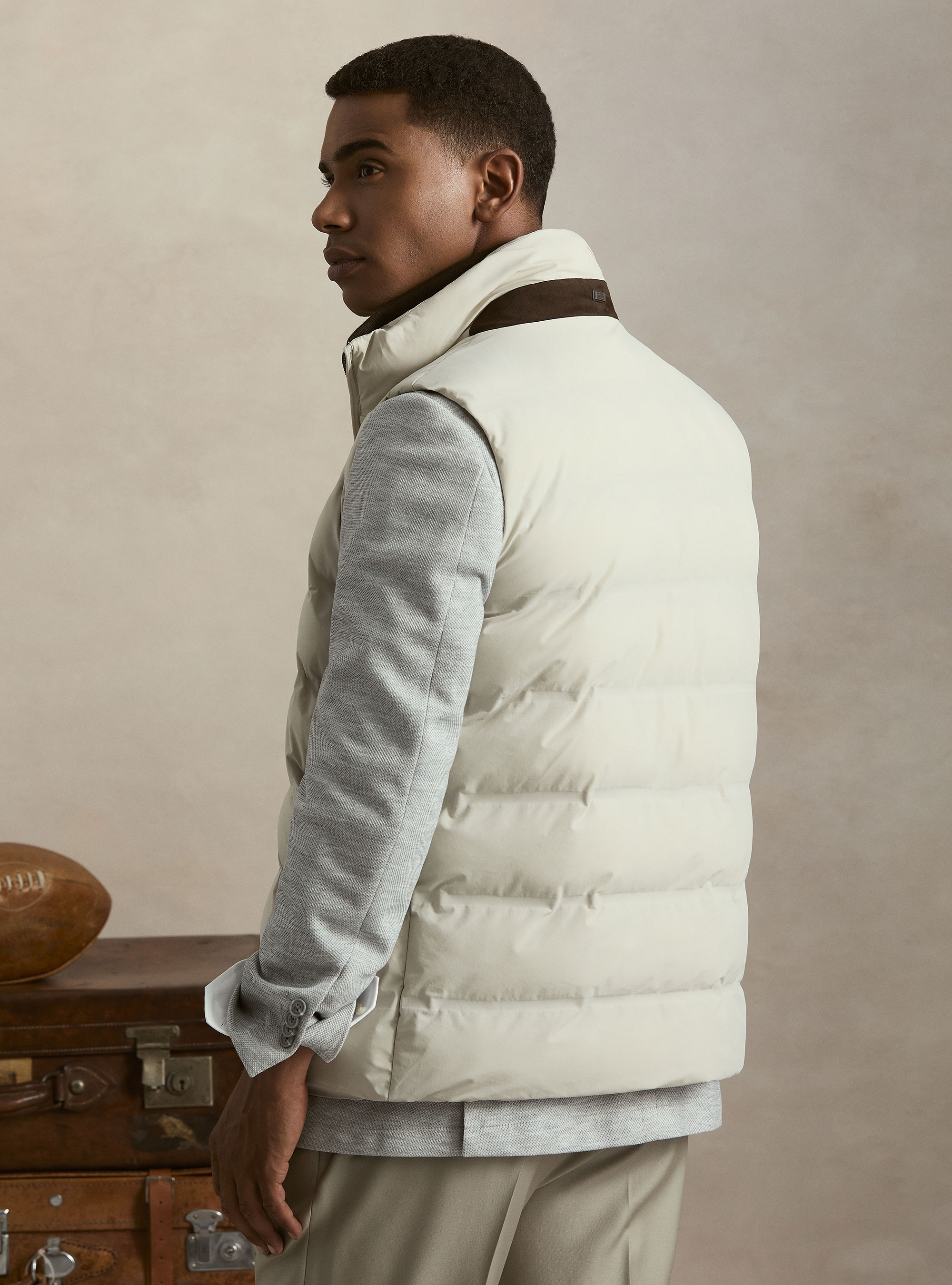 Quilted performance technical vest, ECRU