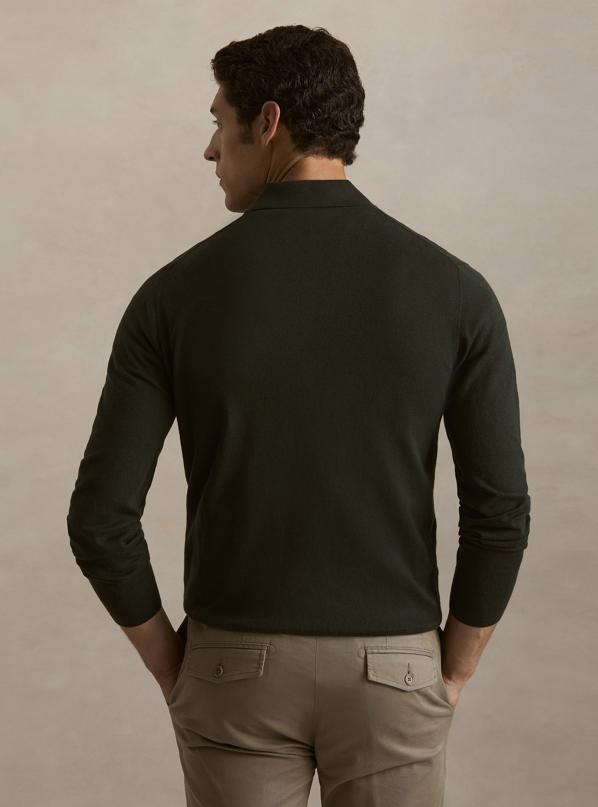 Polo in maglia di cotone e cashmere, MILITARE 0609C