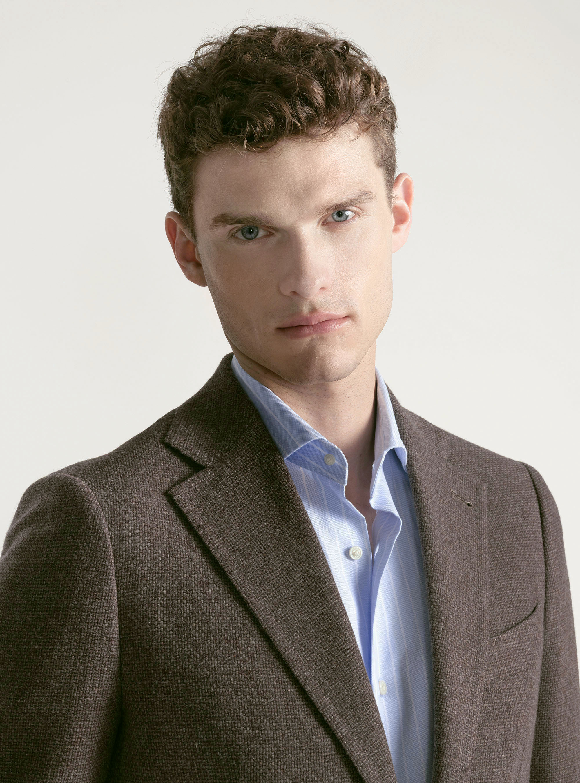 Giacca hopsack in lana cotone e cashmere, FANGO