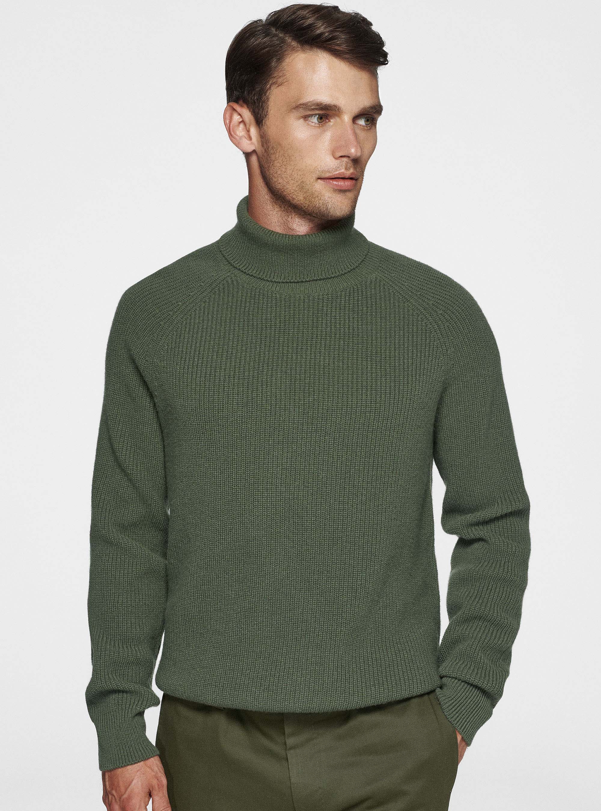 Merino wool pearl rib turtleneck sweater, MILITARE 0609C