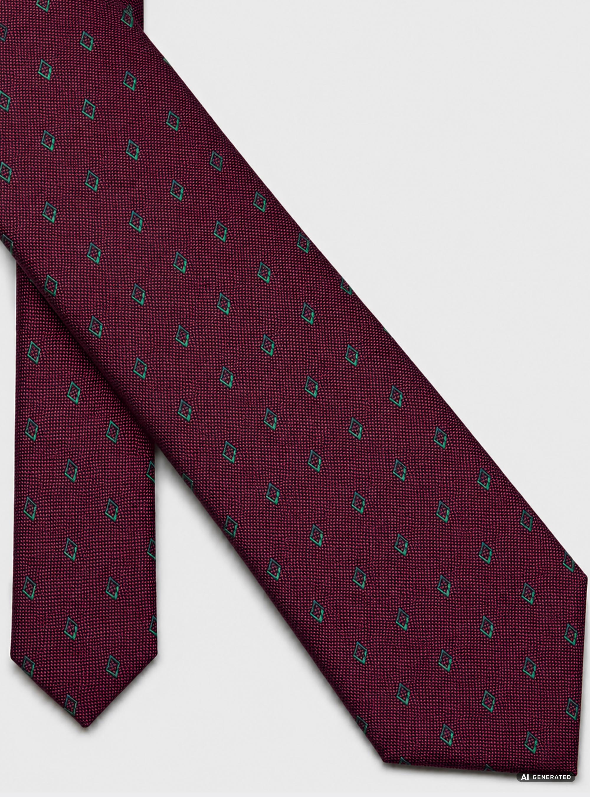 Corbata de seda jacquard con microestampado de rombos, BURDEOS