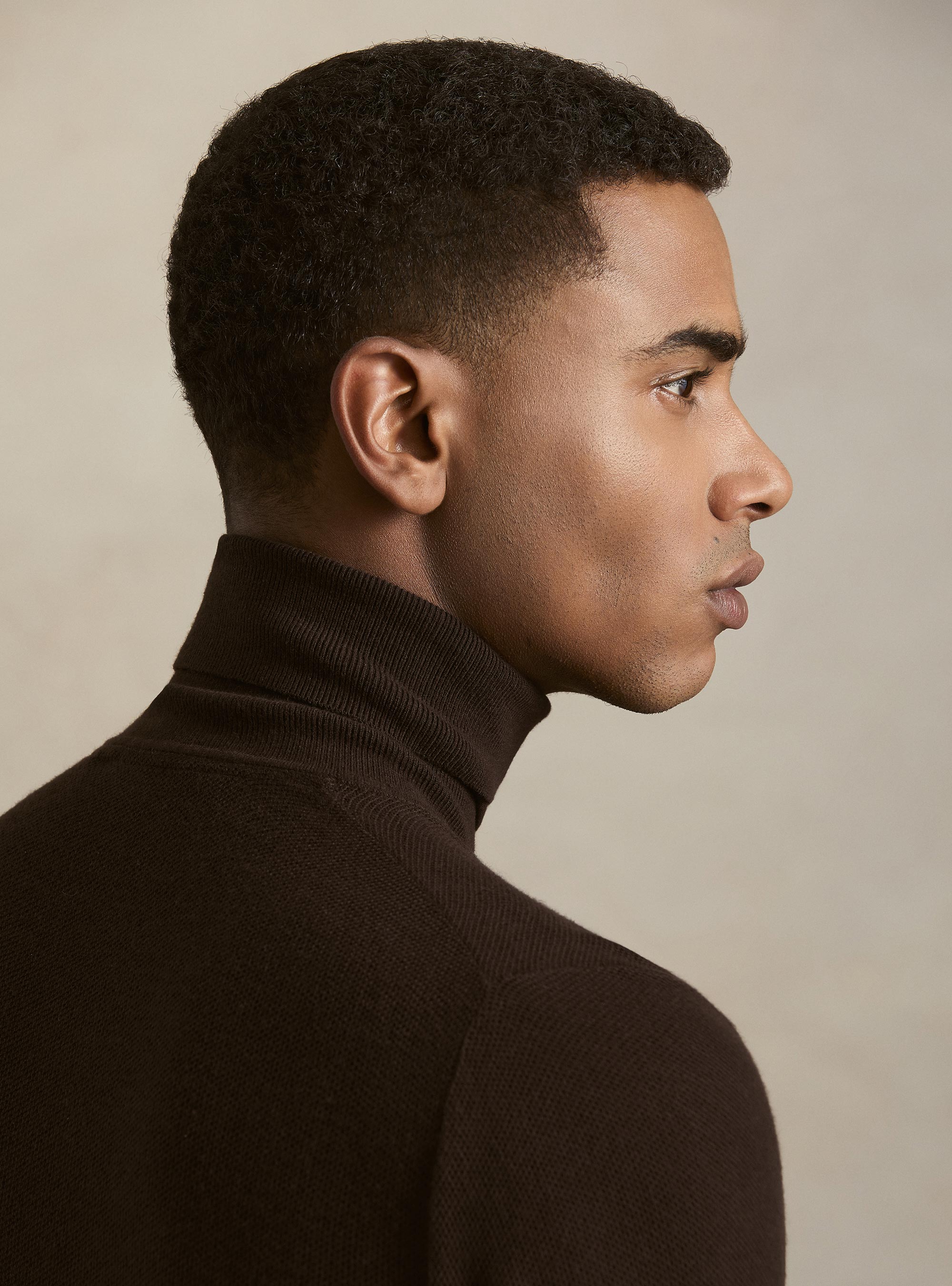 Waffelstrick-Rollkragenpullover, MARRONE 0507C