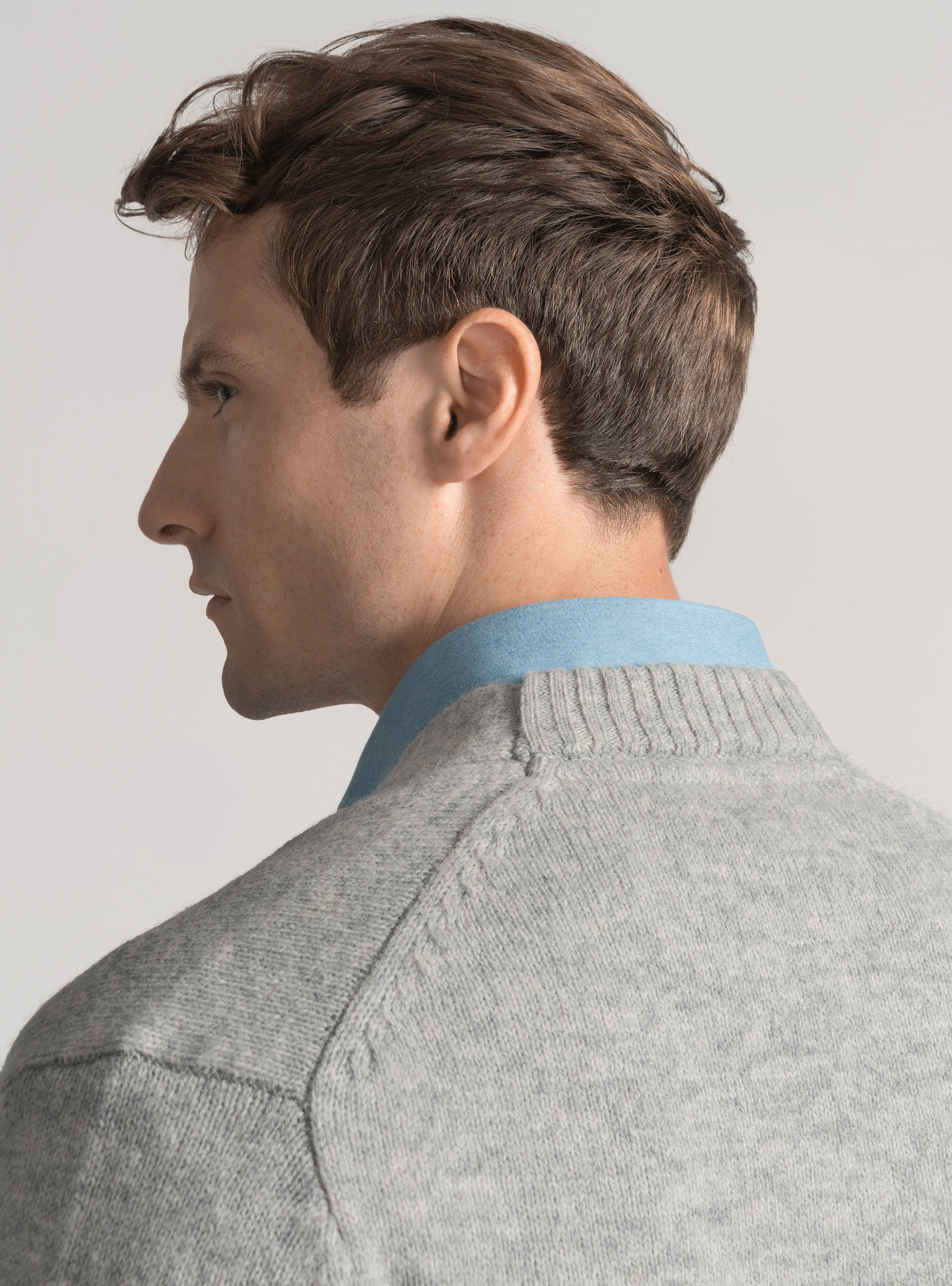 Cardigan in maglia di lana shetland, GRIGIO MELANGE 0151C
