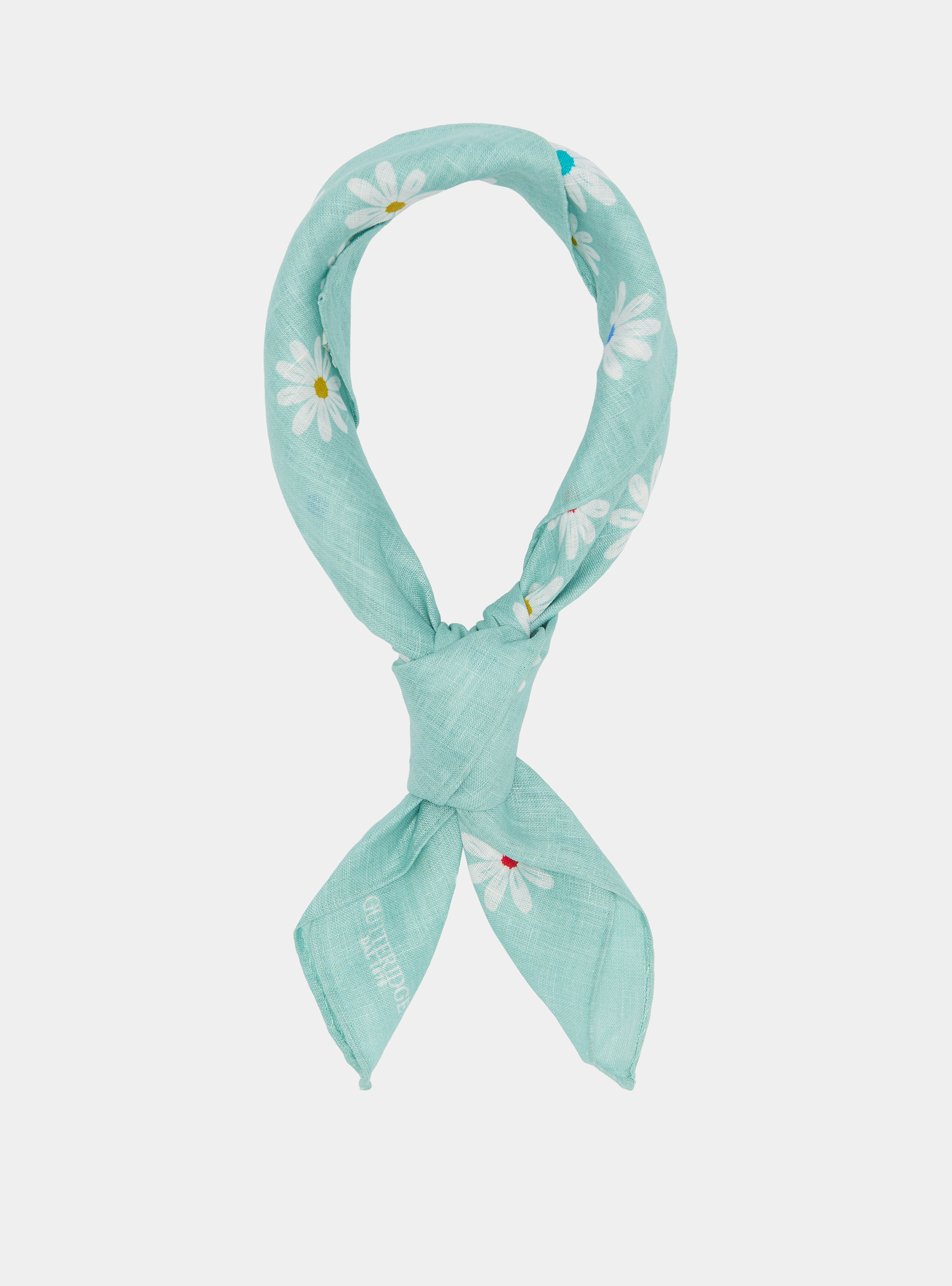 Foulard in lino stampa a fiori, AZZURRO TIFFANY 0277C