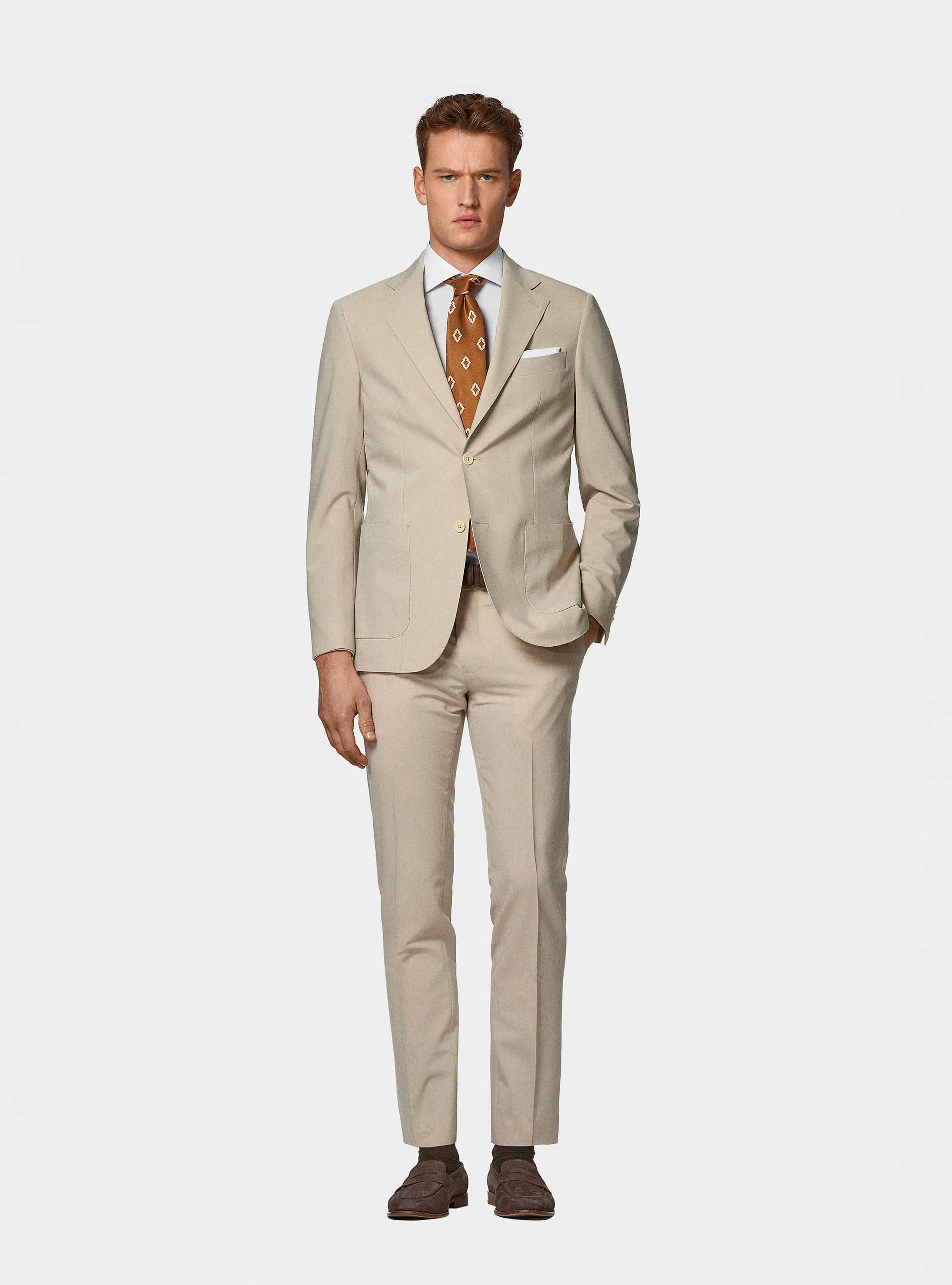 Giacca abito classico slim fit, ECRU