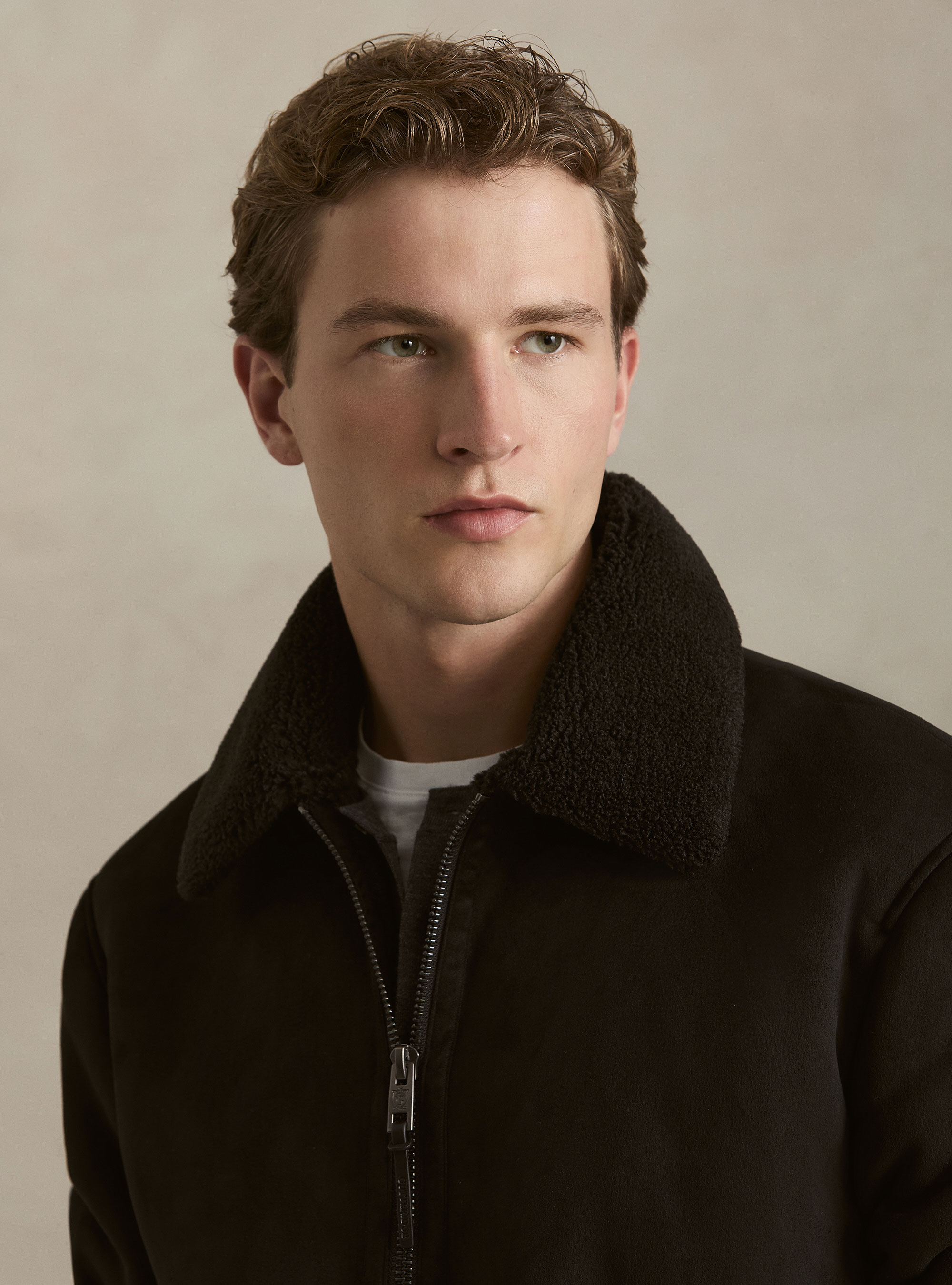 Suede-effect shearling, BLACK