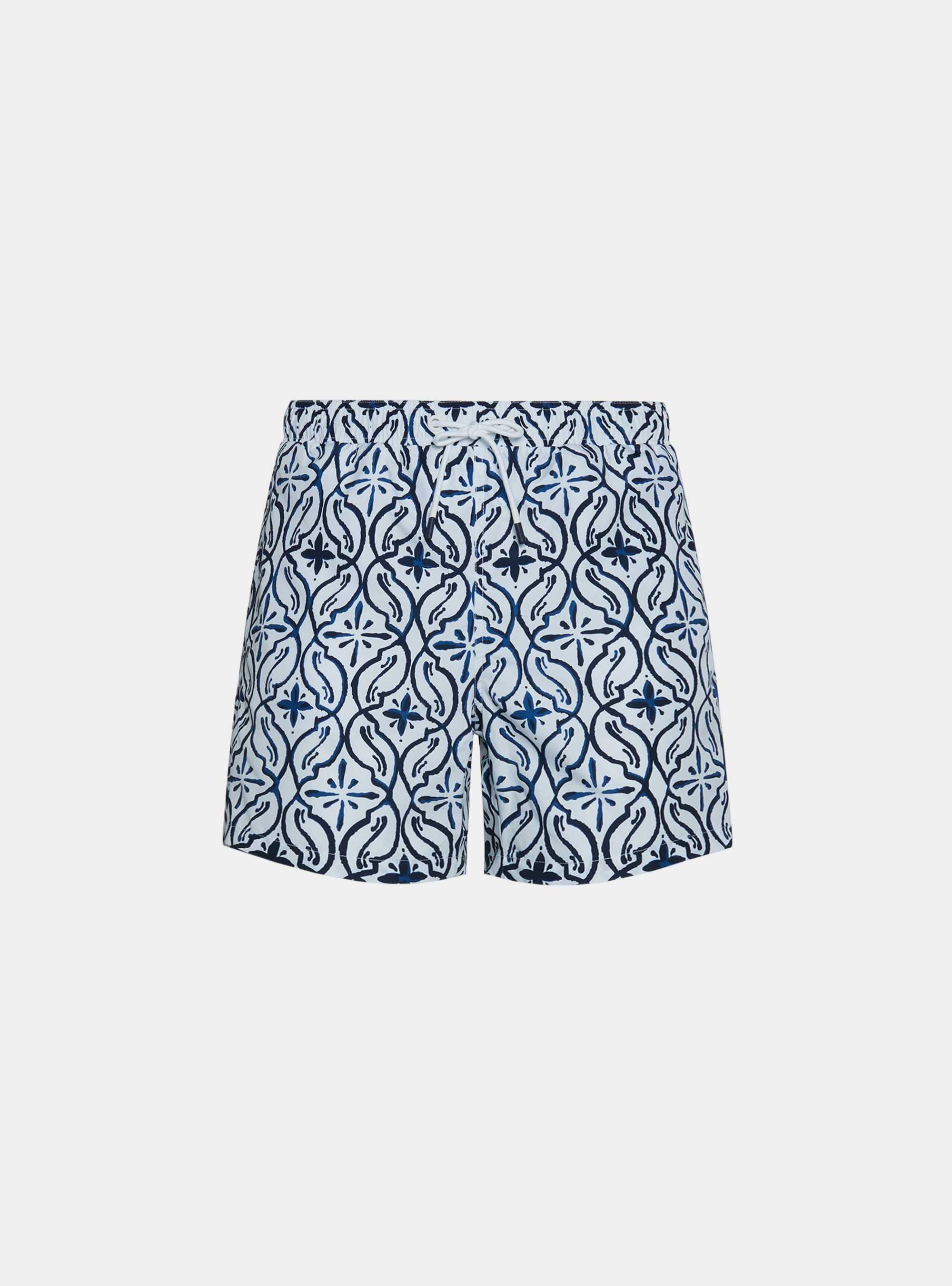 Ba&ntilde;ador con estampado de may&oacute;lica, AZUL MEDIO