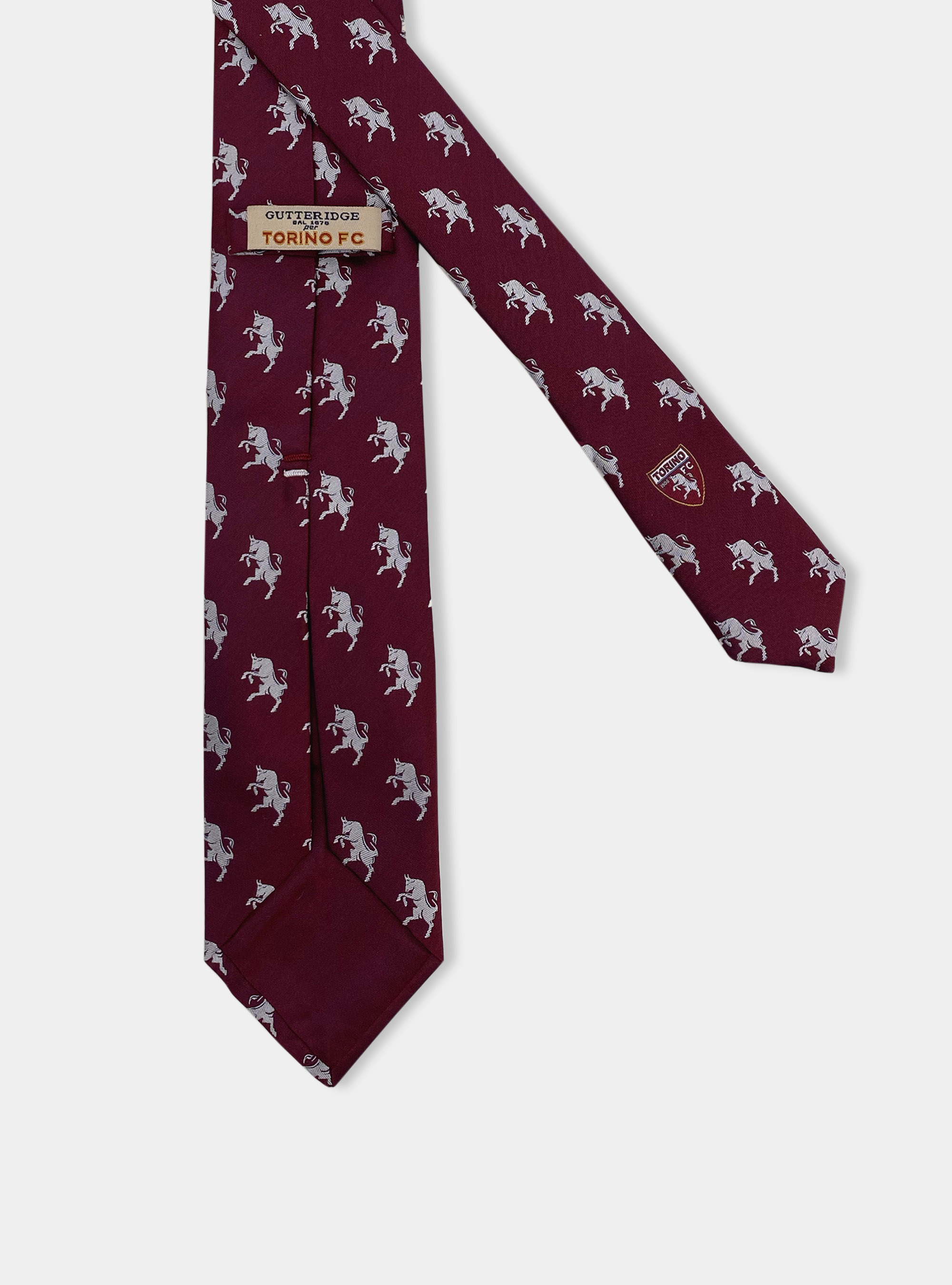Corbata de seda pura con estampado de toro, BURDEOS