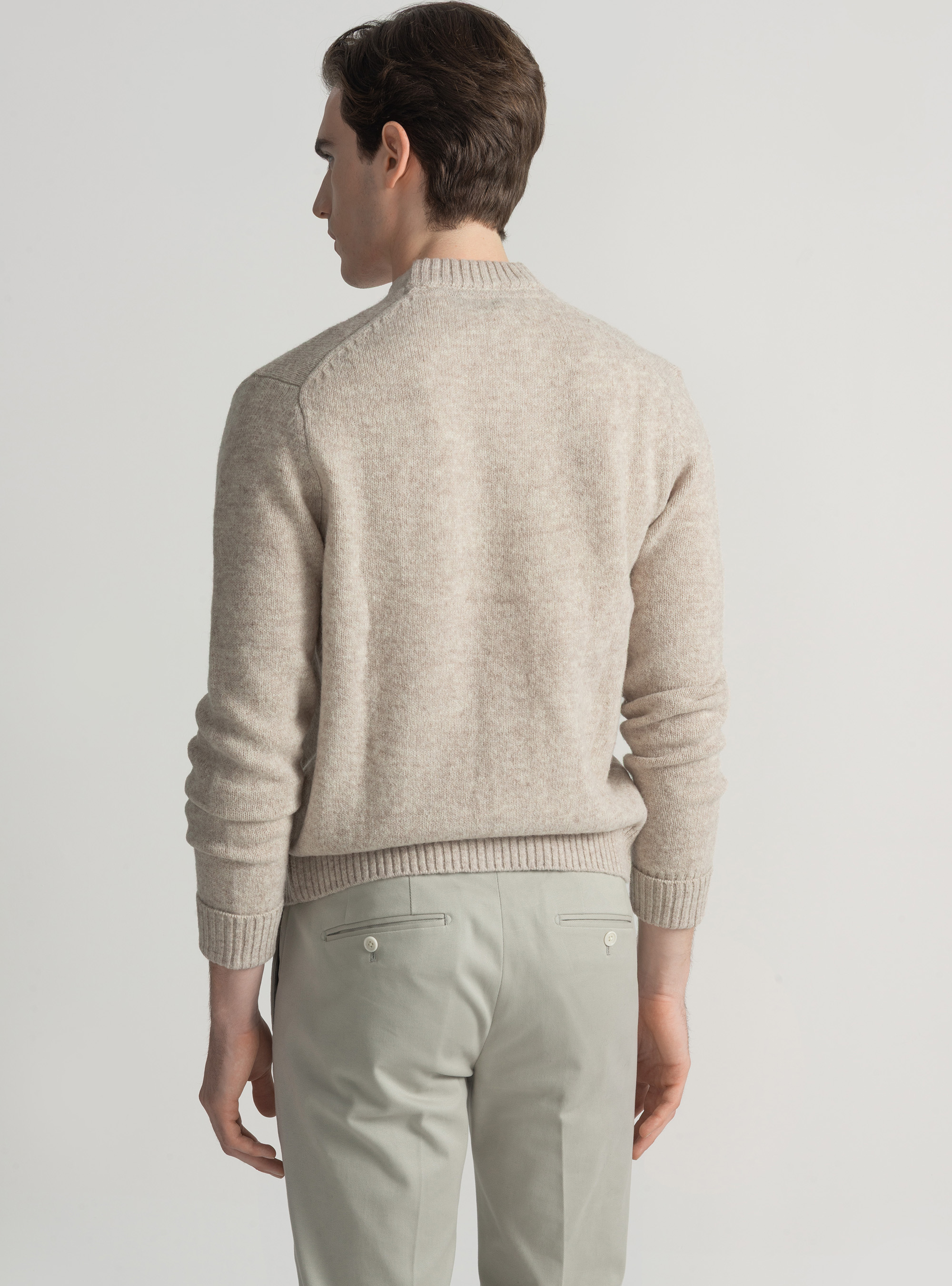 Shetland wool knit cardigan, ECRU