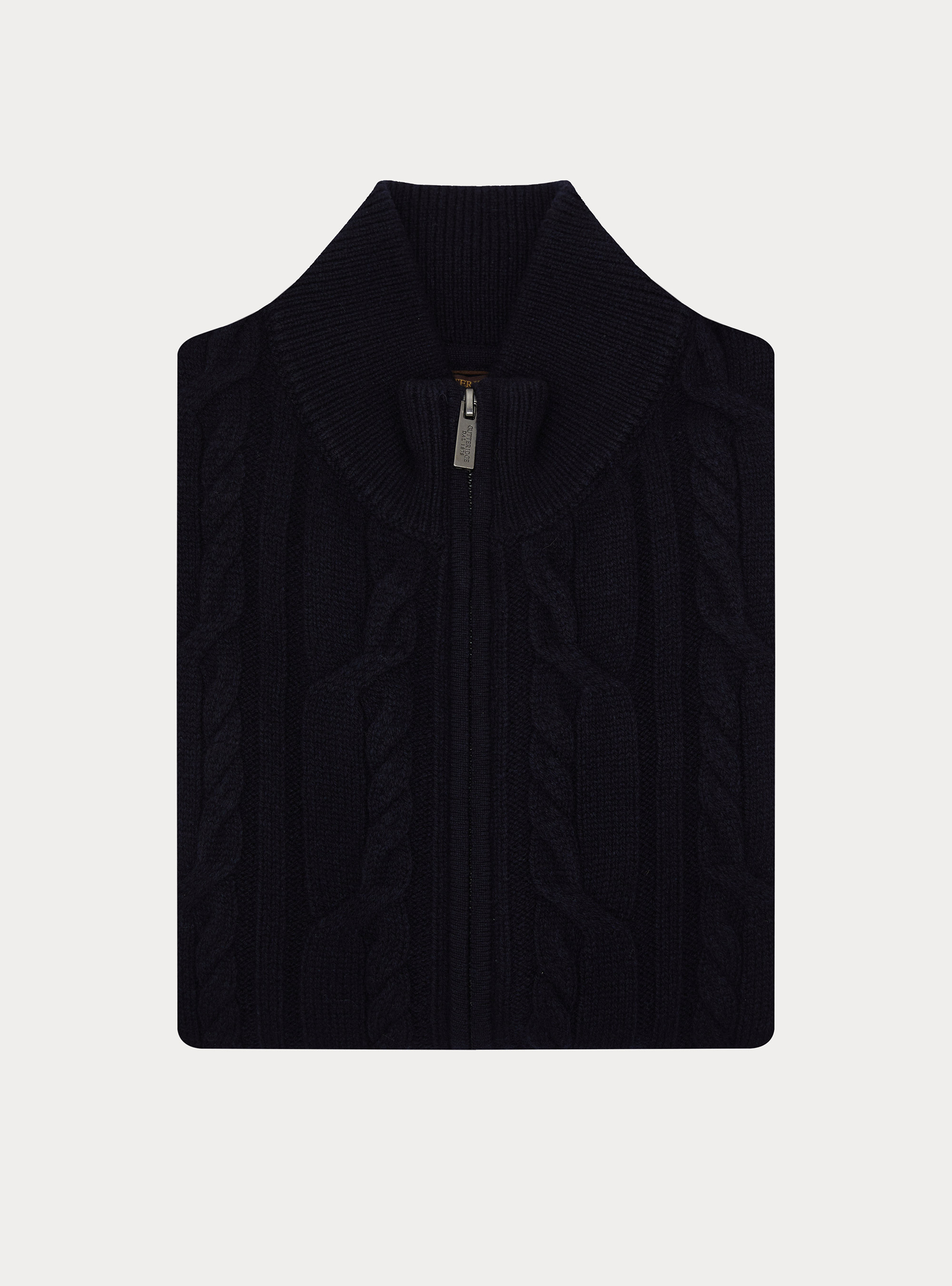 Wool and cashmere cable-knit cardigan, NAVY BLUE
