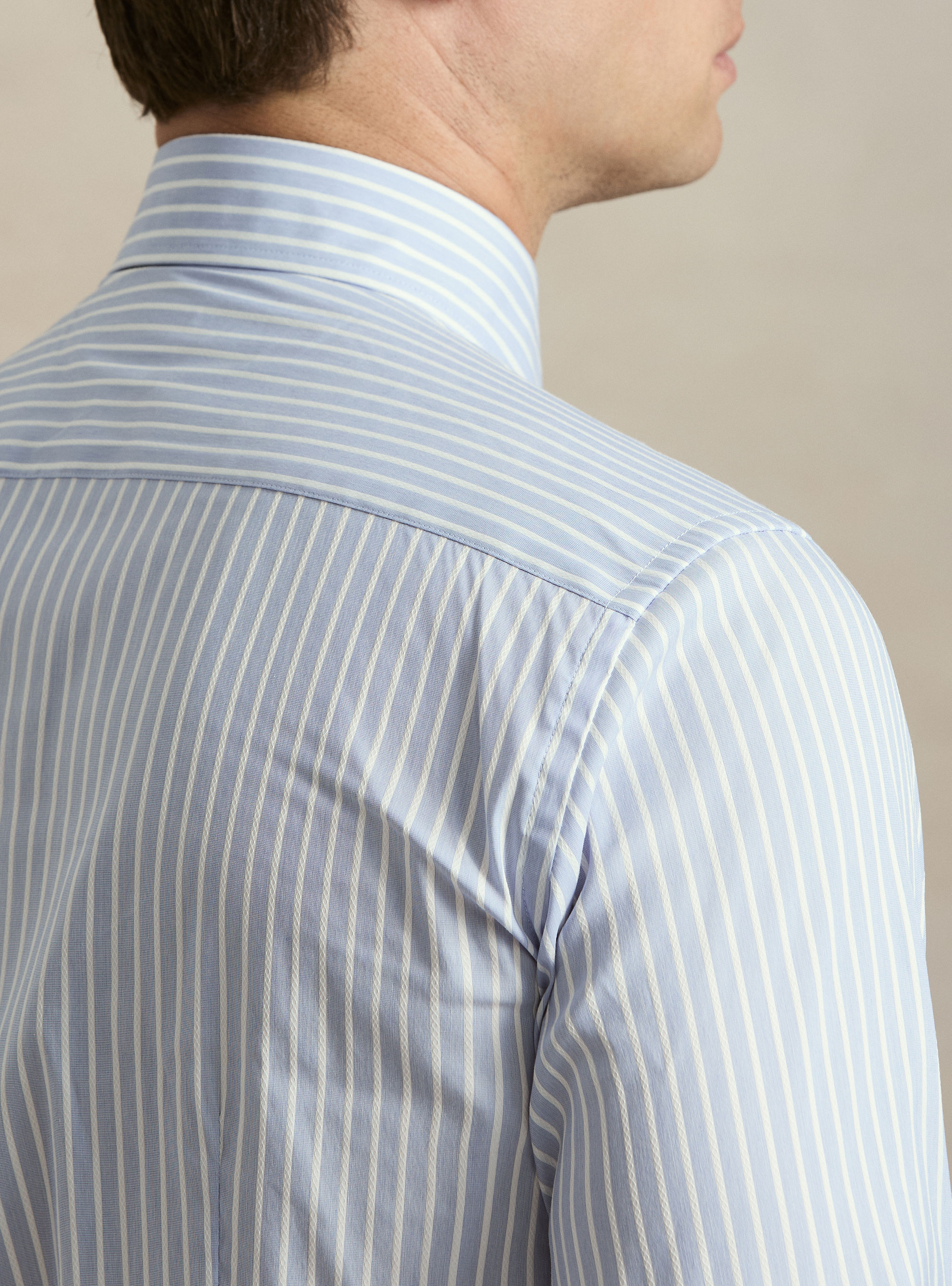 Striped cotton blend shirt, LIGHT BLUE
