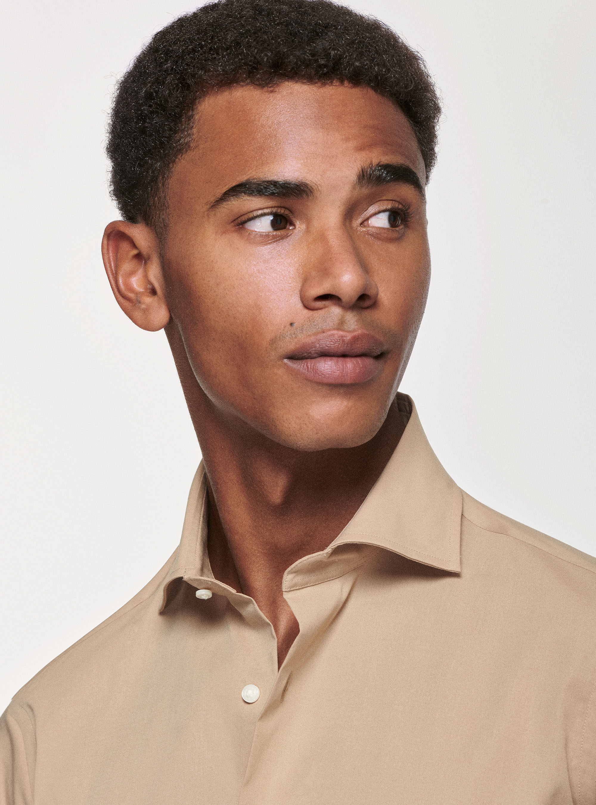 Stretch poplin shirt, SAND