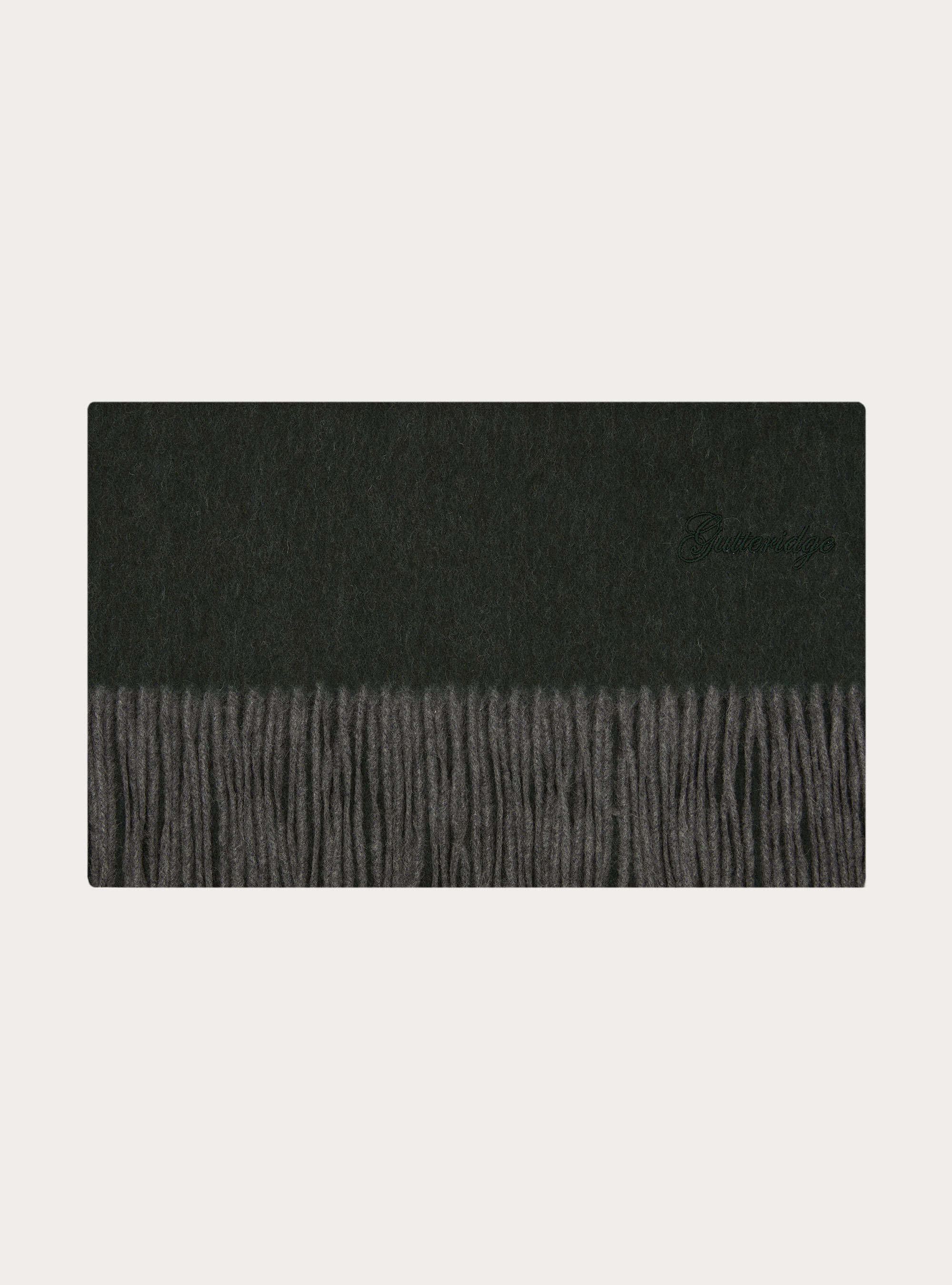 Sciarpa double face con ricamo in lana cashmere, VERDE