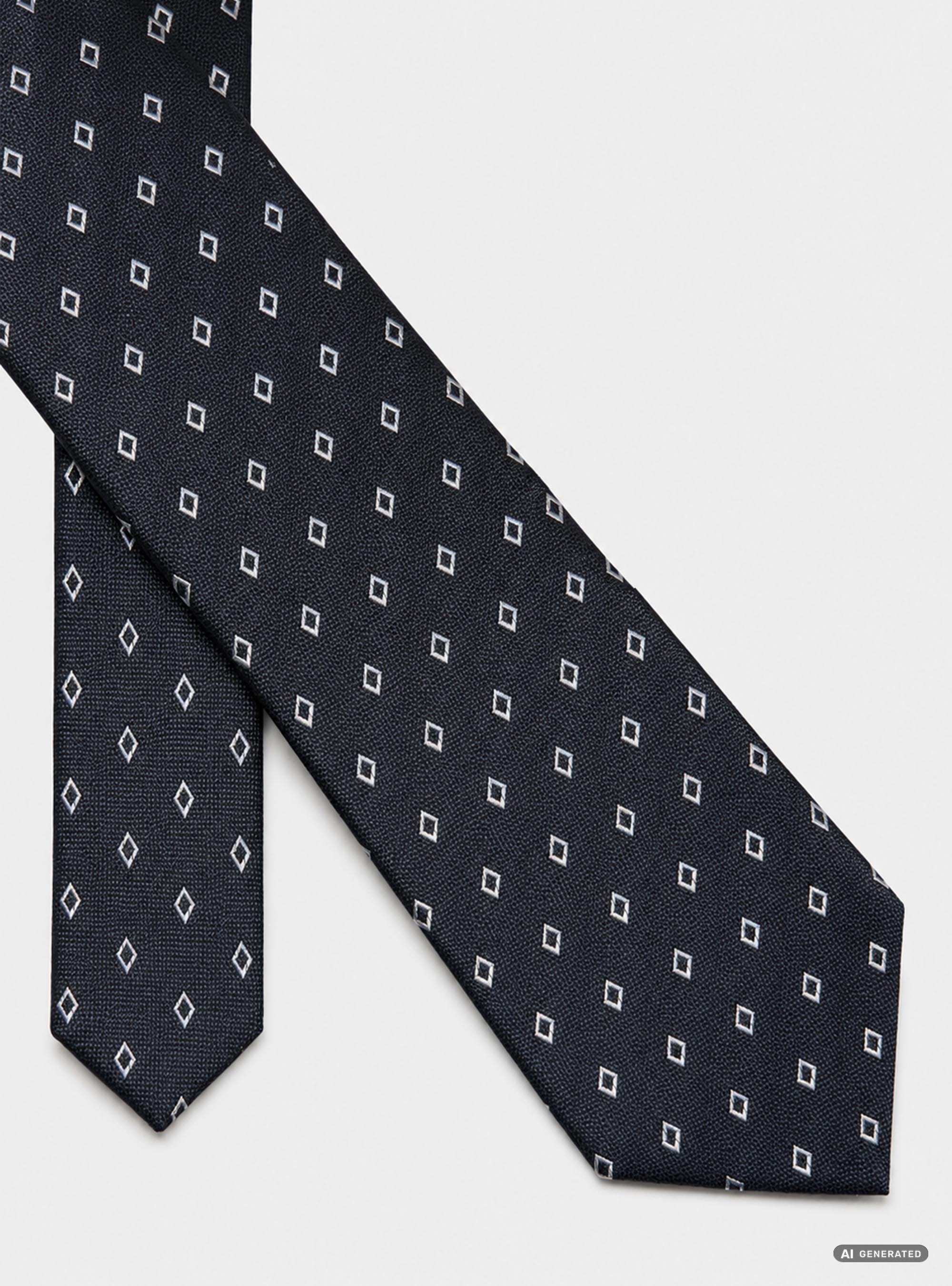 Corbata de seda jacquard con microestampado de rombos, AZUL MARINO