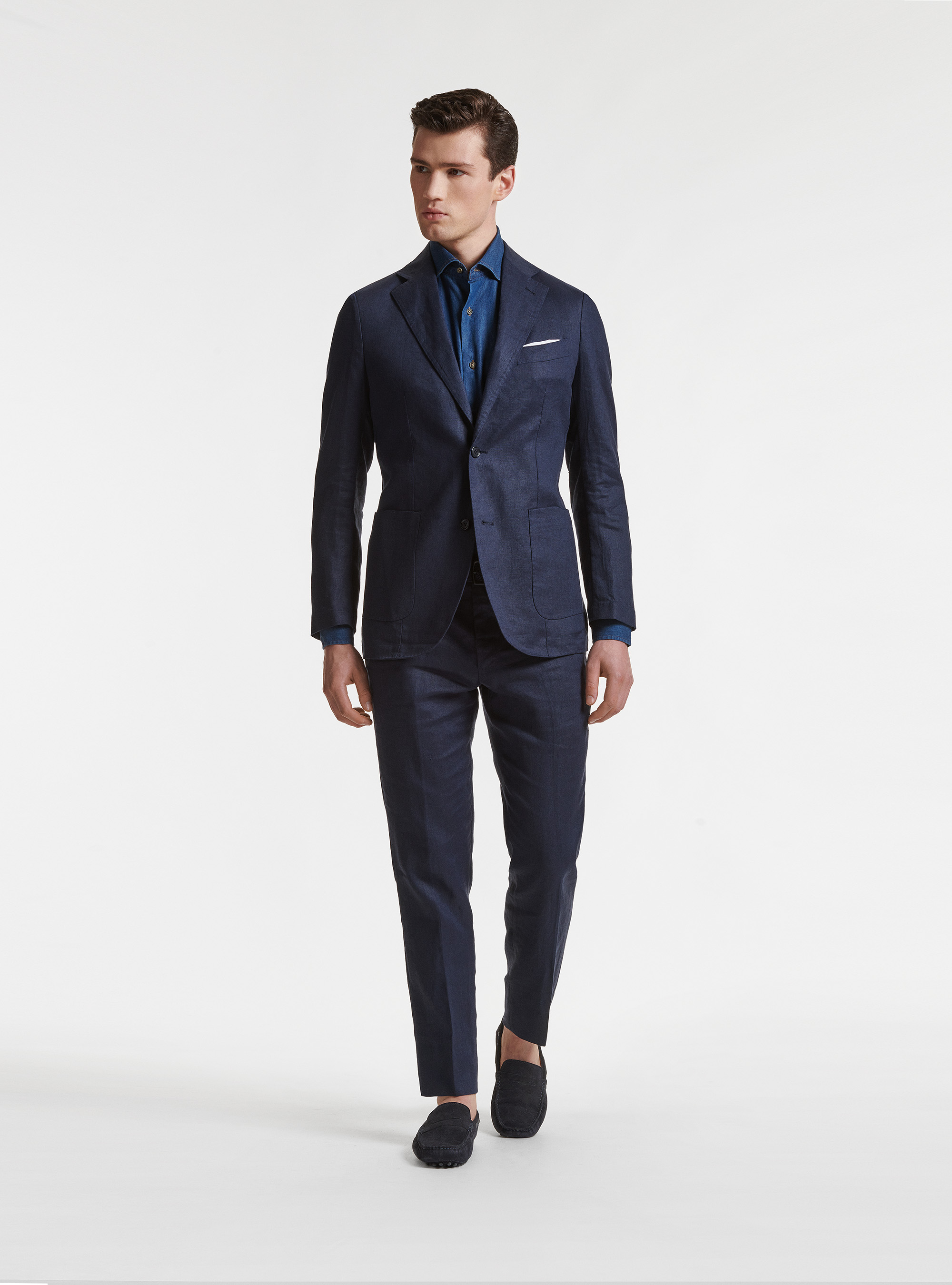 Giacca per abito in puro lino, BLU NAVY