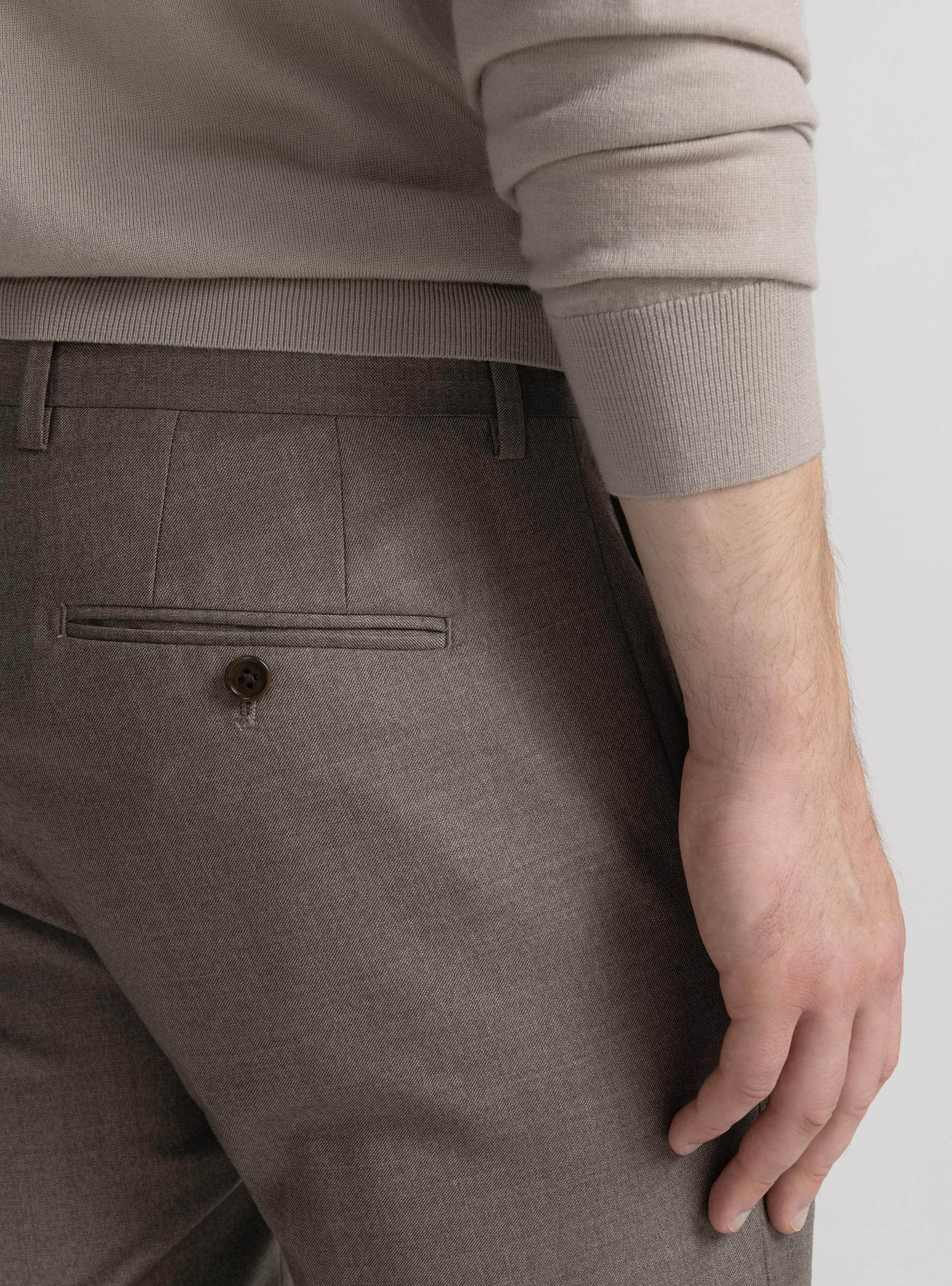 Trousers in pure 110's superfine wool, SAND