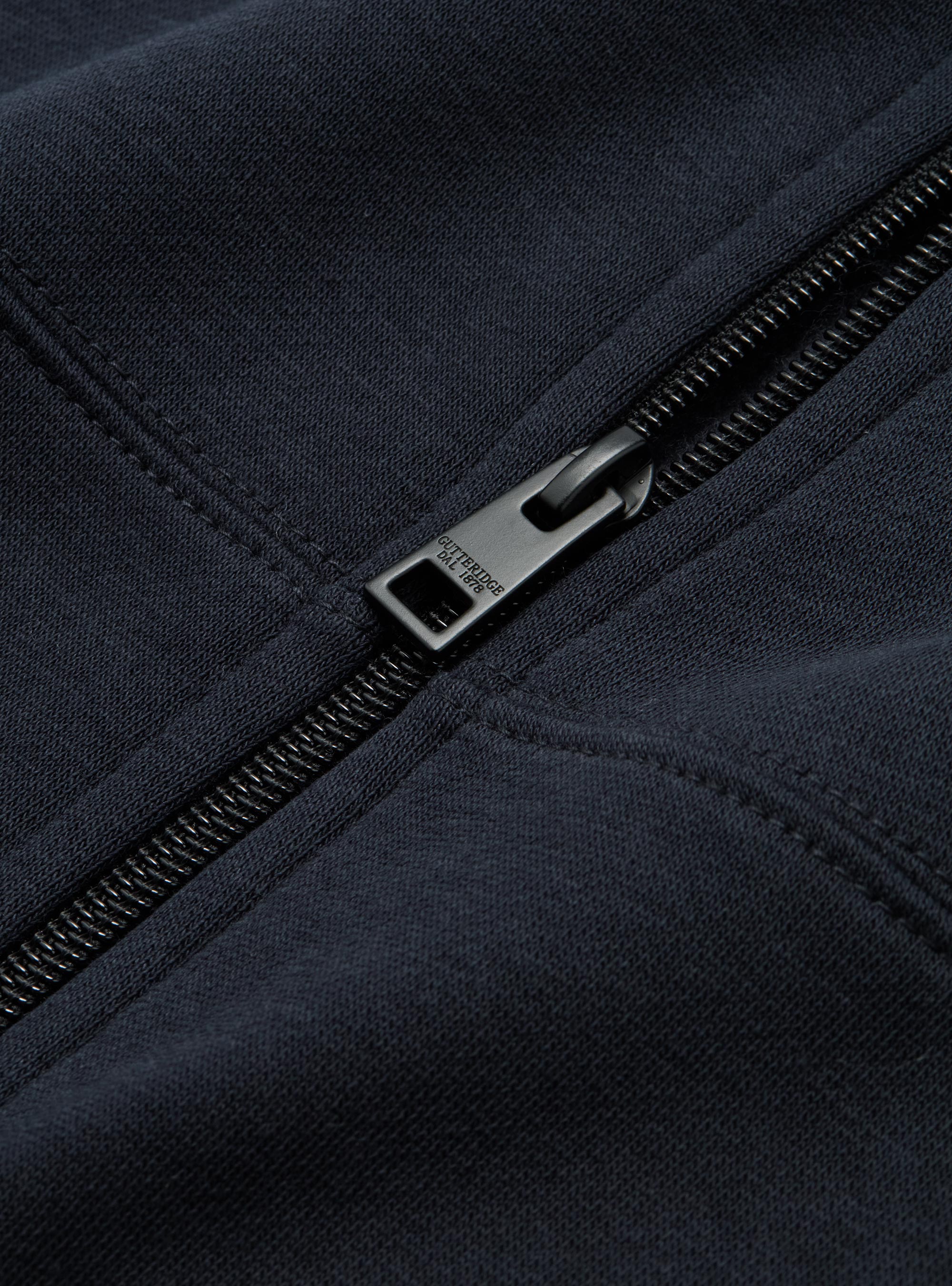 Sweatshirt zipp&eacute; en coton m&eacute;lang&eacute;, BLEU MARINE