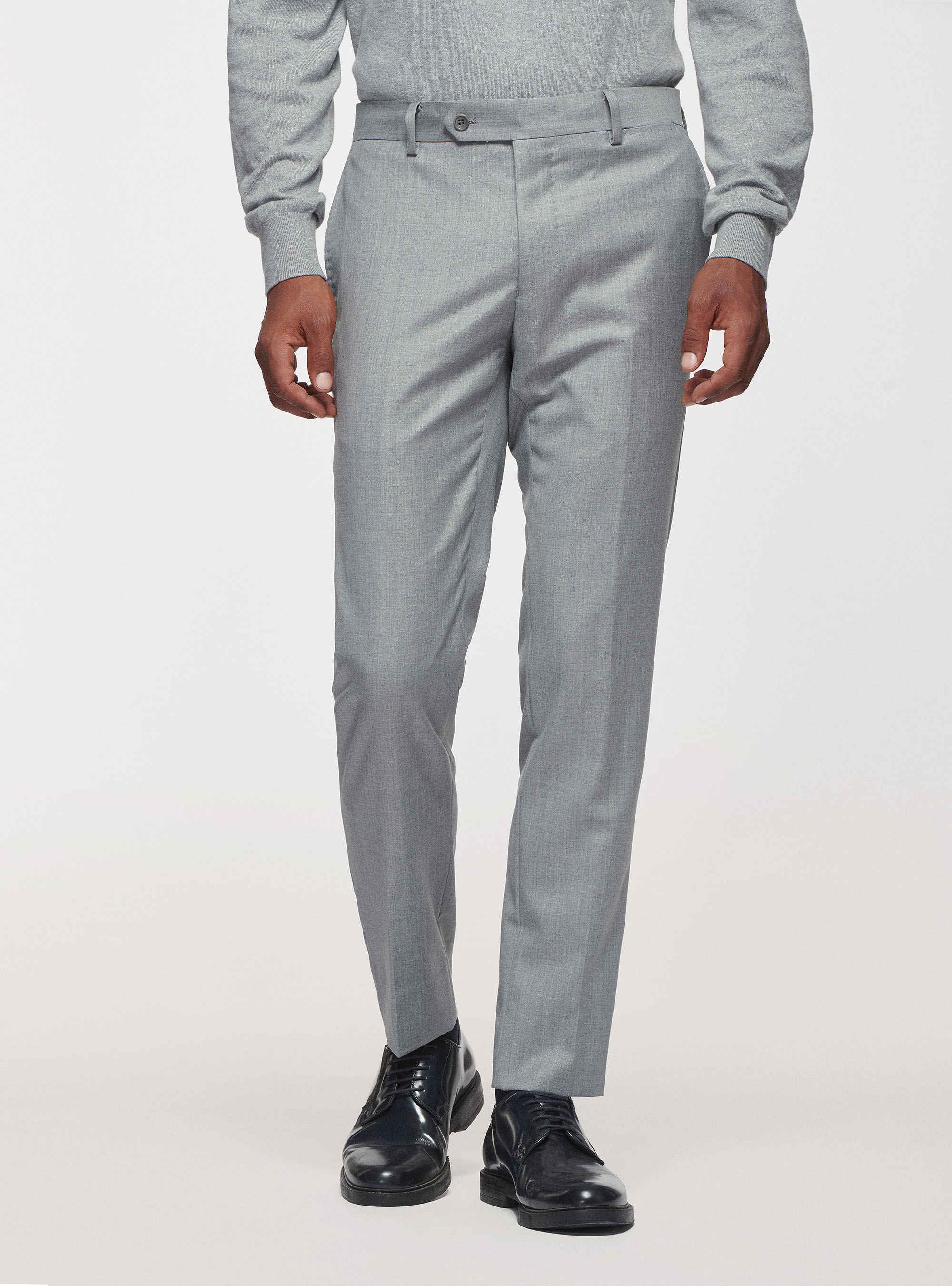 Trousers in pure 110's superfine wool, LIGHT GREY MELANGE
