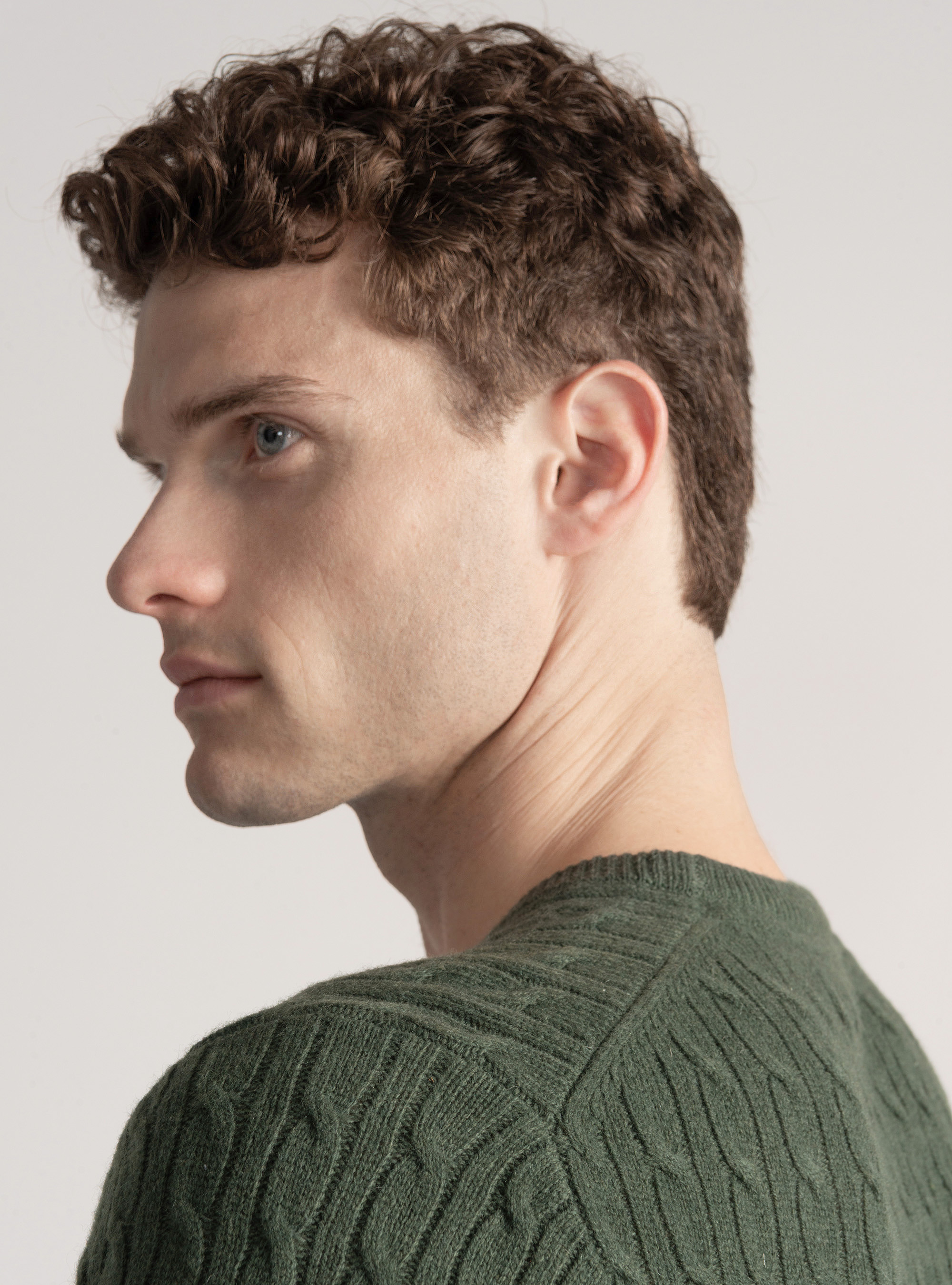 Cashmere wool crew-neck sweater with braid, MILITARE 0609C