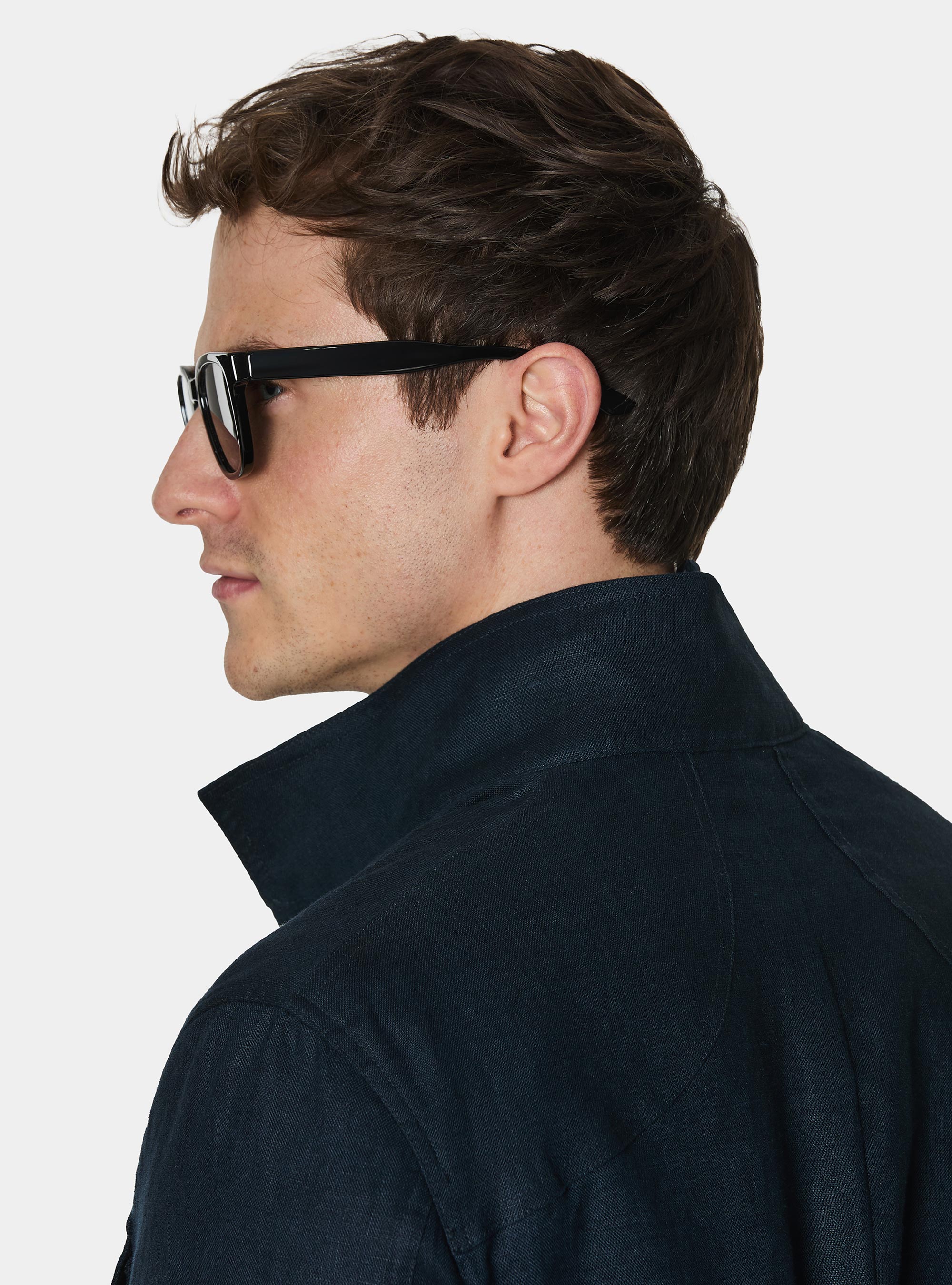 Field jacket in pure linen, NAVY BLUE