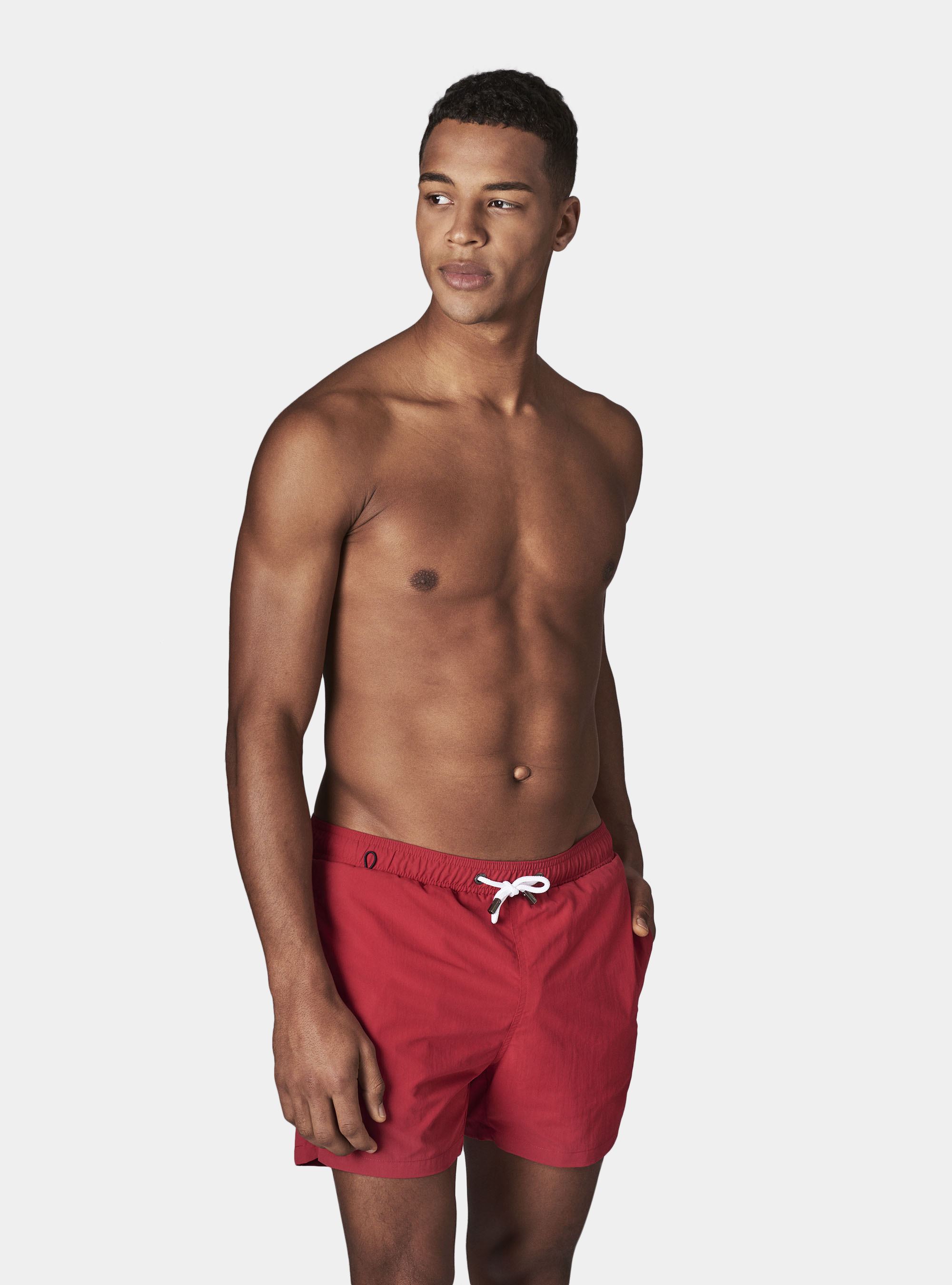 Einfarbige Basic-Badeshorts, ROSSO 0349C