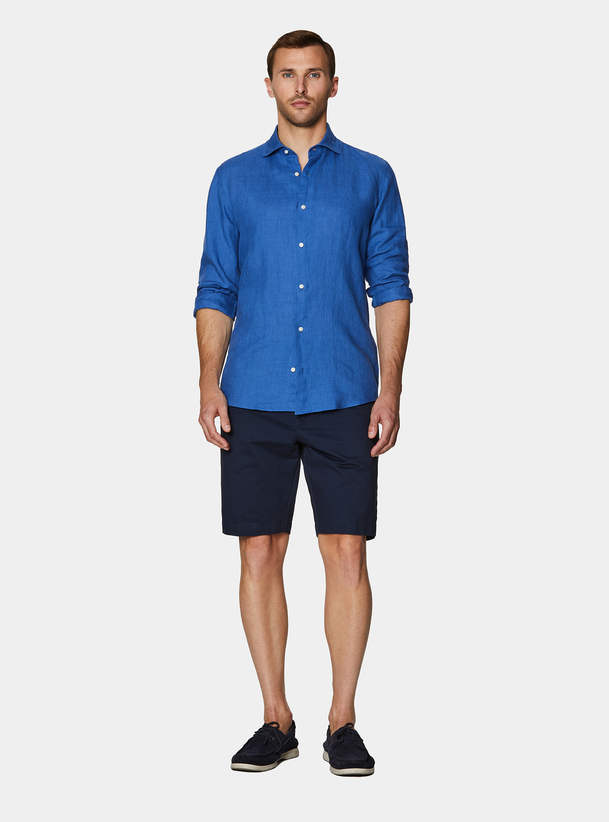Camicia in puro lino, BLU