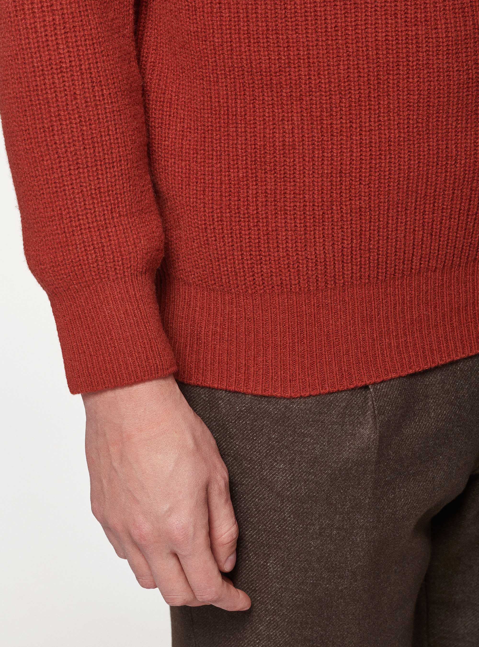 Pearl rib wool sweater, BRICK