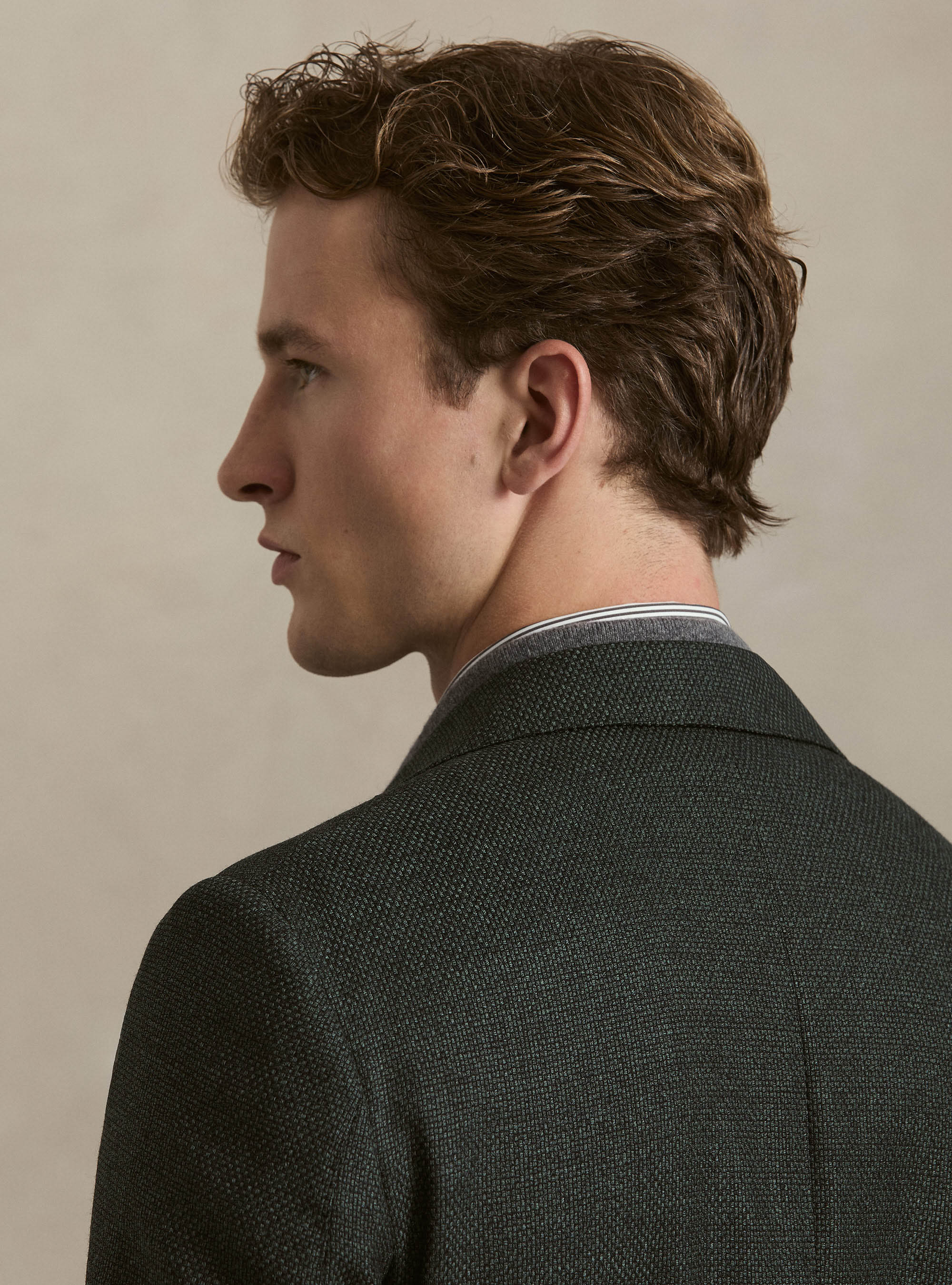 Wool Hopsack Blazer, GREEN