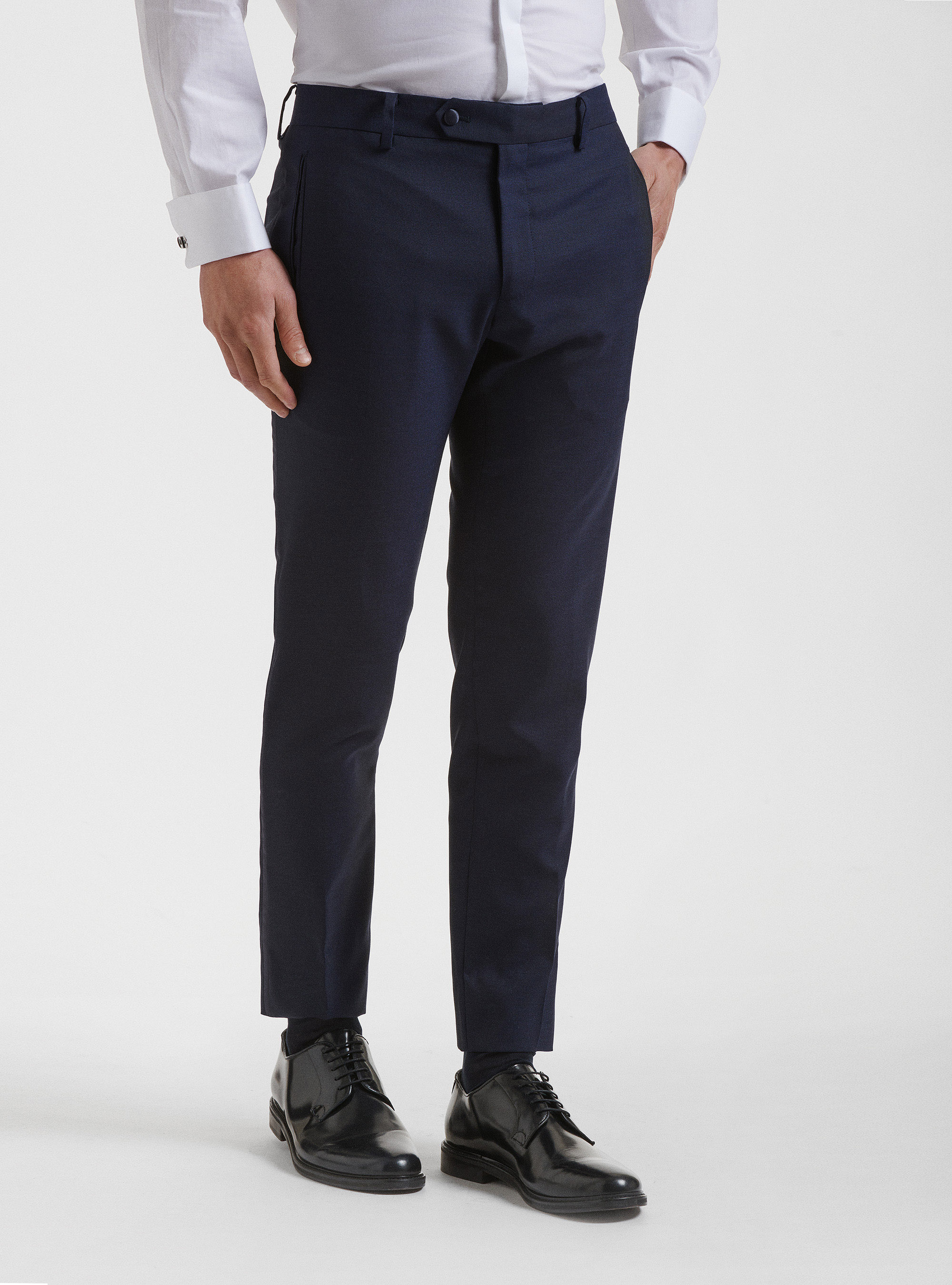 Pure wool smoking trousers Vitale Barberis Canonico, NAVY BLUE