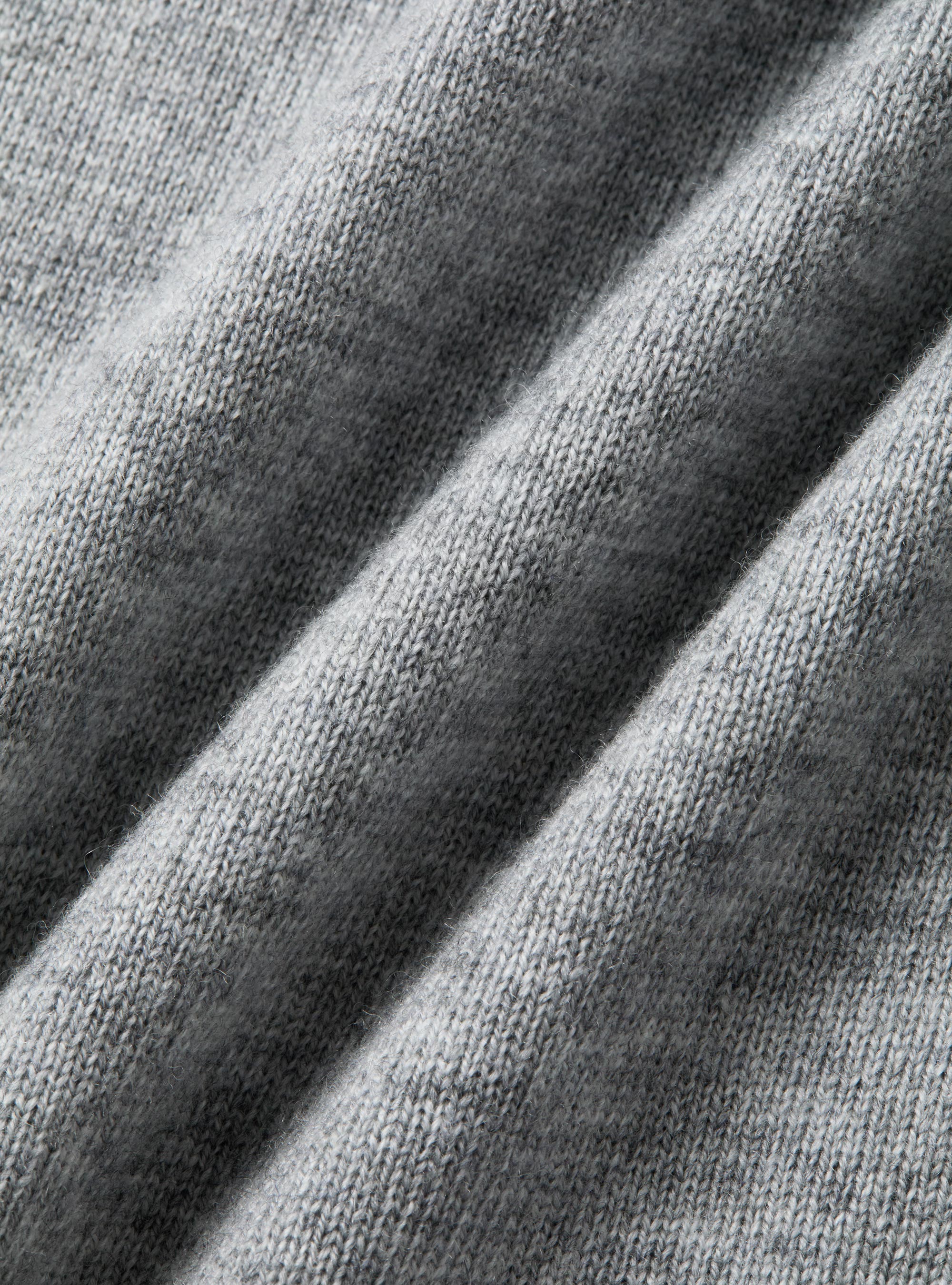 Punto de cuello redondo de lana y cachemira, GRIS CLARO JASPEADO