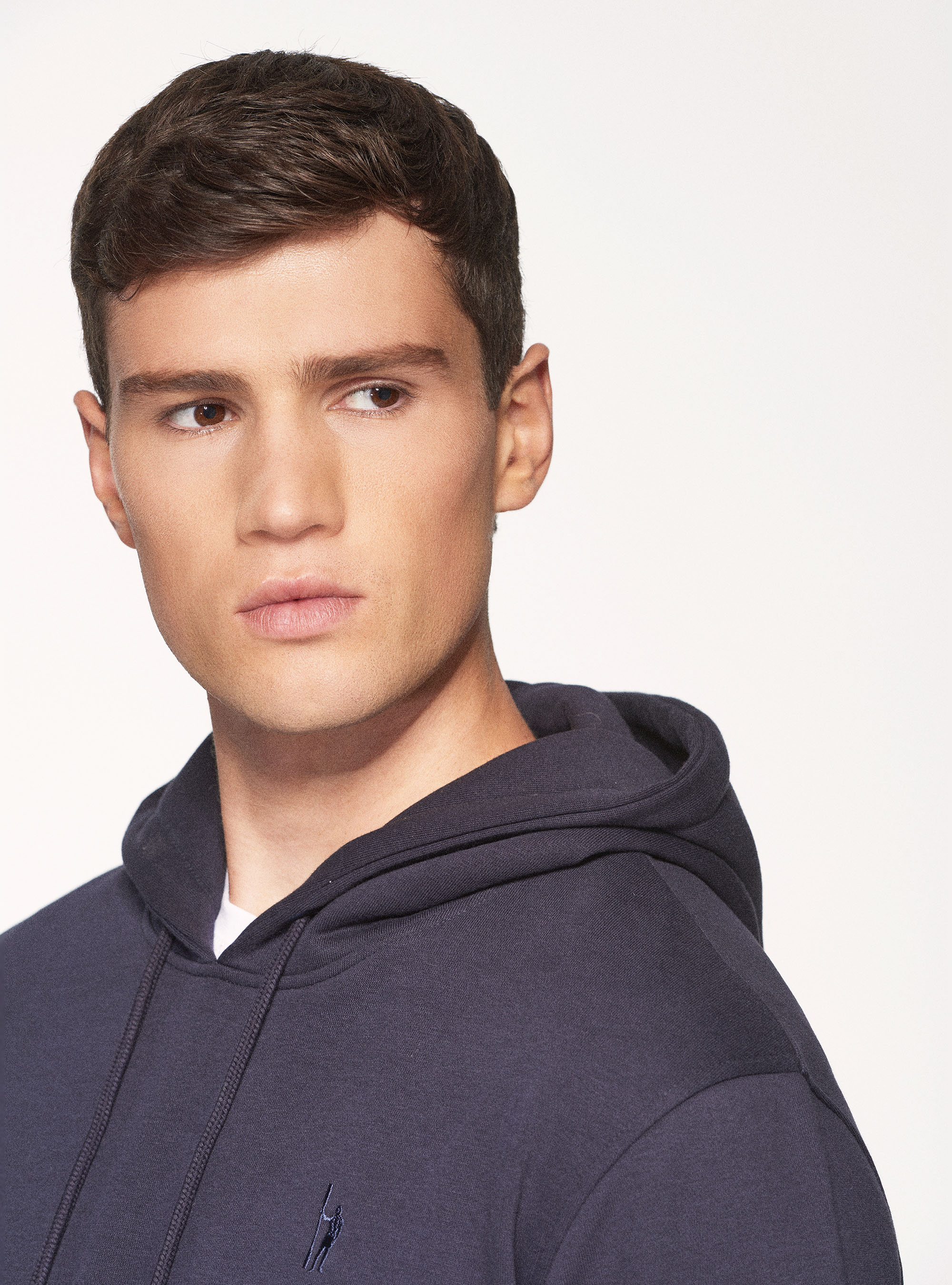 Cotton blend hoodie, NAVY BLUE
