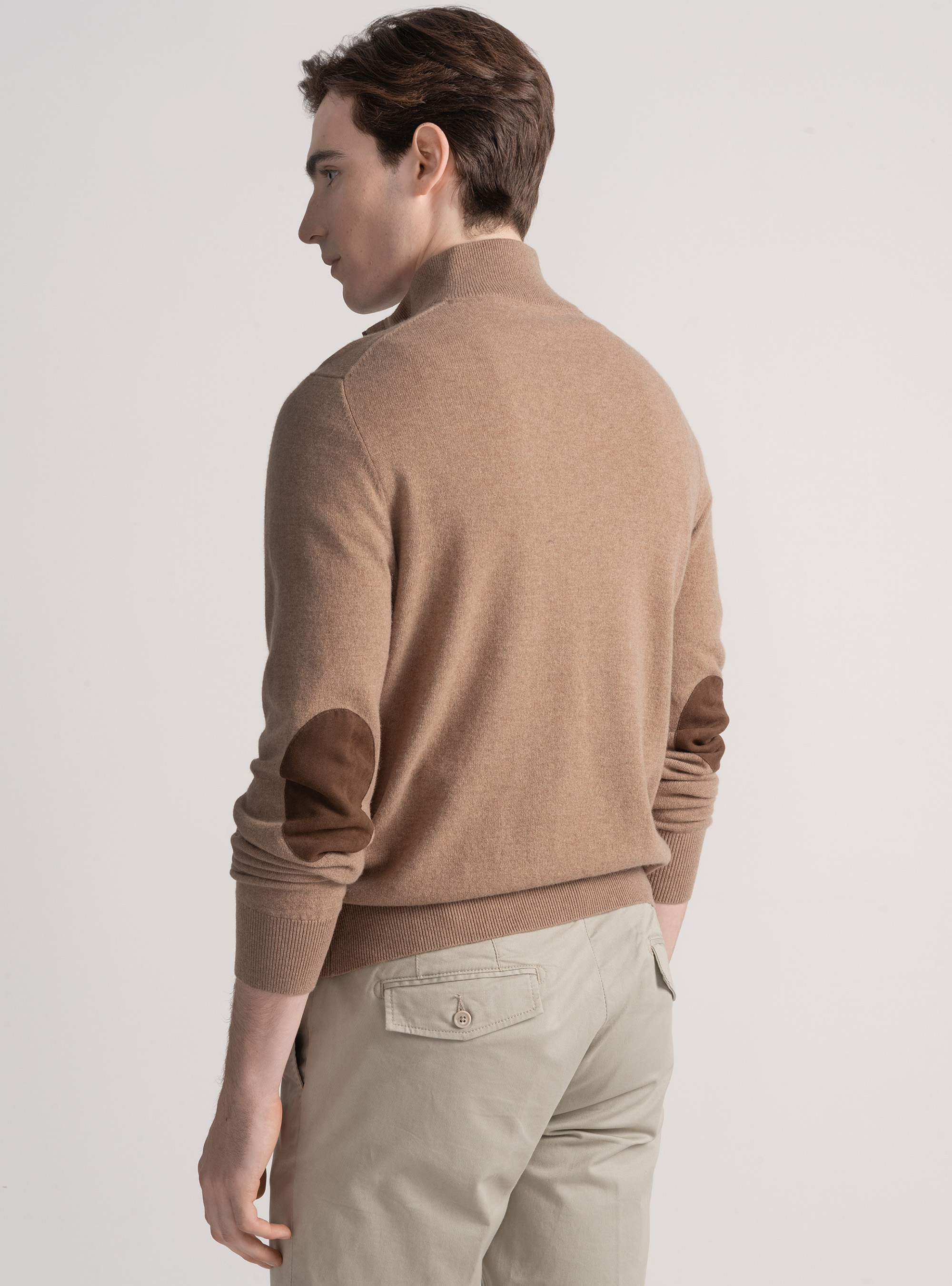Lambswool and cashmere half-zip sweater, CAMMELLO 0570C